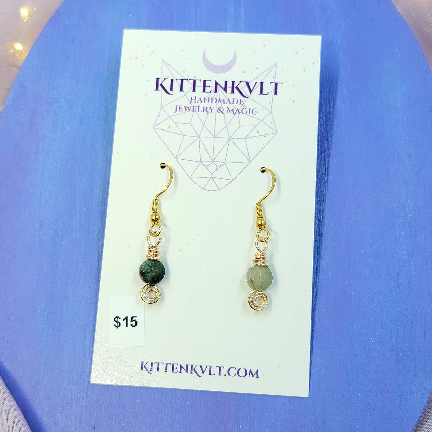 Dainty Earthy Moss Agate & Jasper Earrings