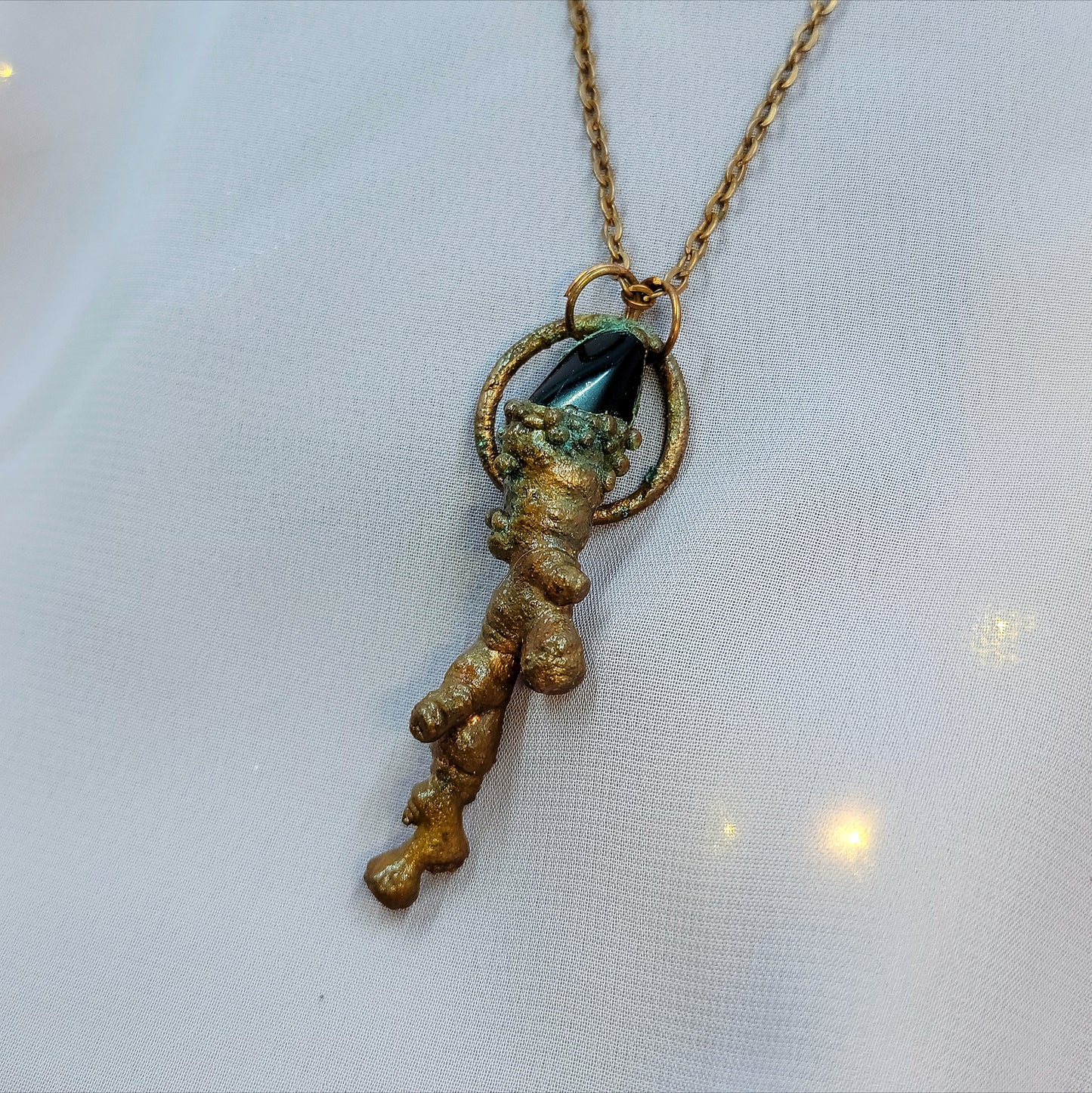 Onyx & Sycamore Wood Electroformed Copper Pendant