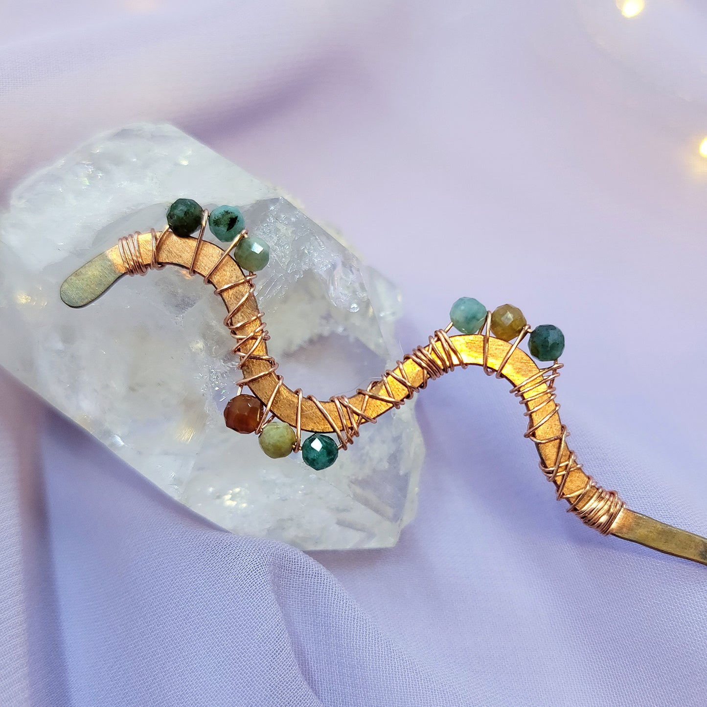 Ocean Jasper Hammered Copper Squiggle Hair Stick