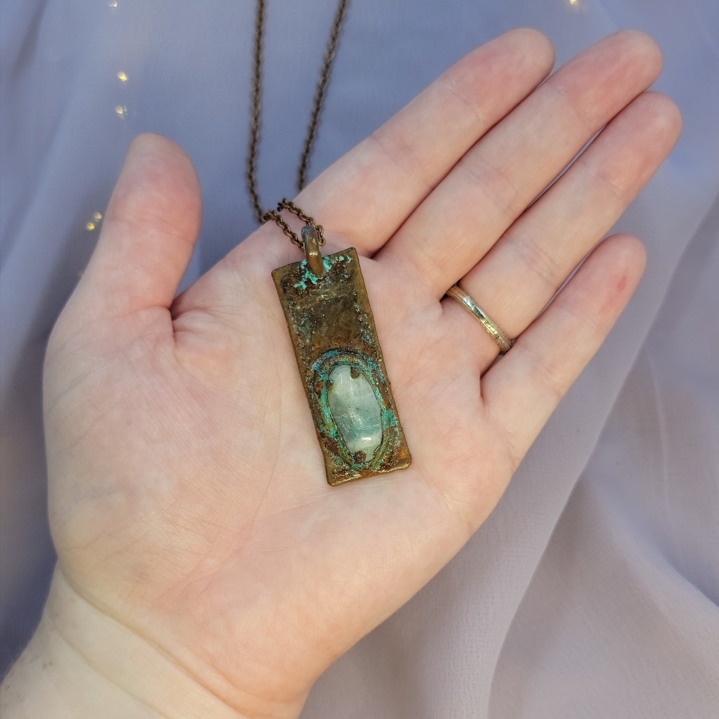 Amazonite Patina Electroformed Copper Necklace