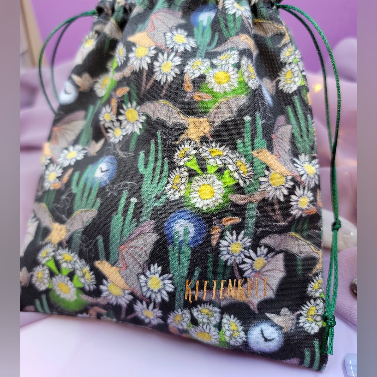Bat & Moth Flower Crystal Trinket Pouch
