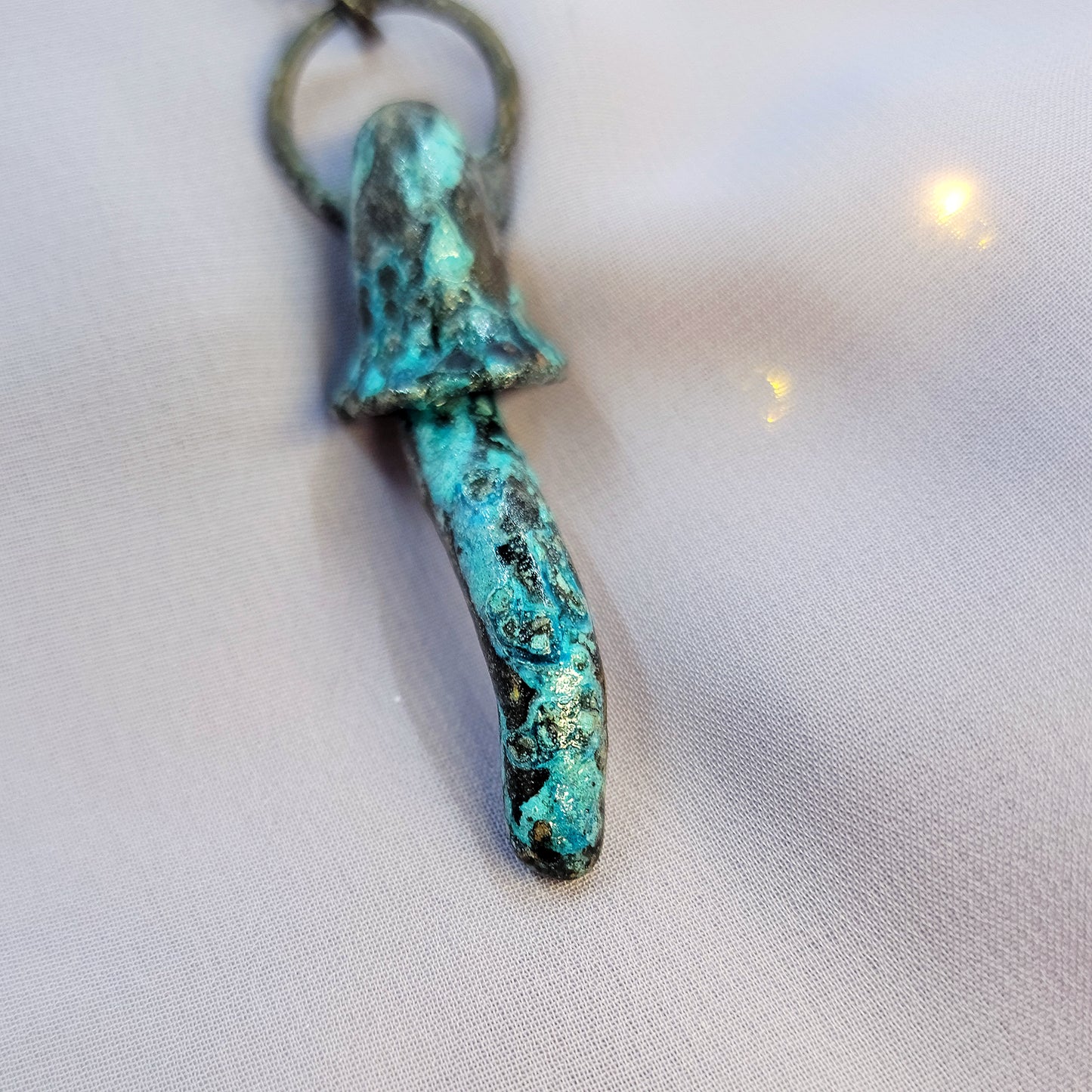 Patina Mushroom Electroformed Copper Necklace