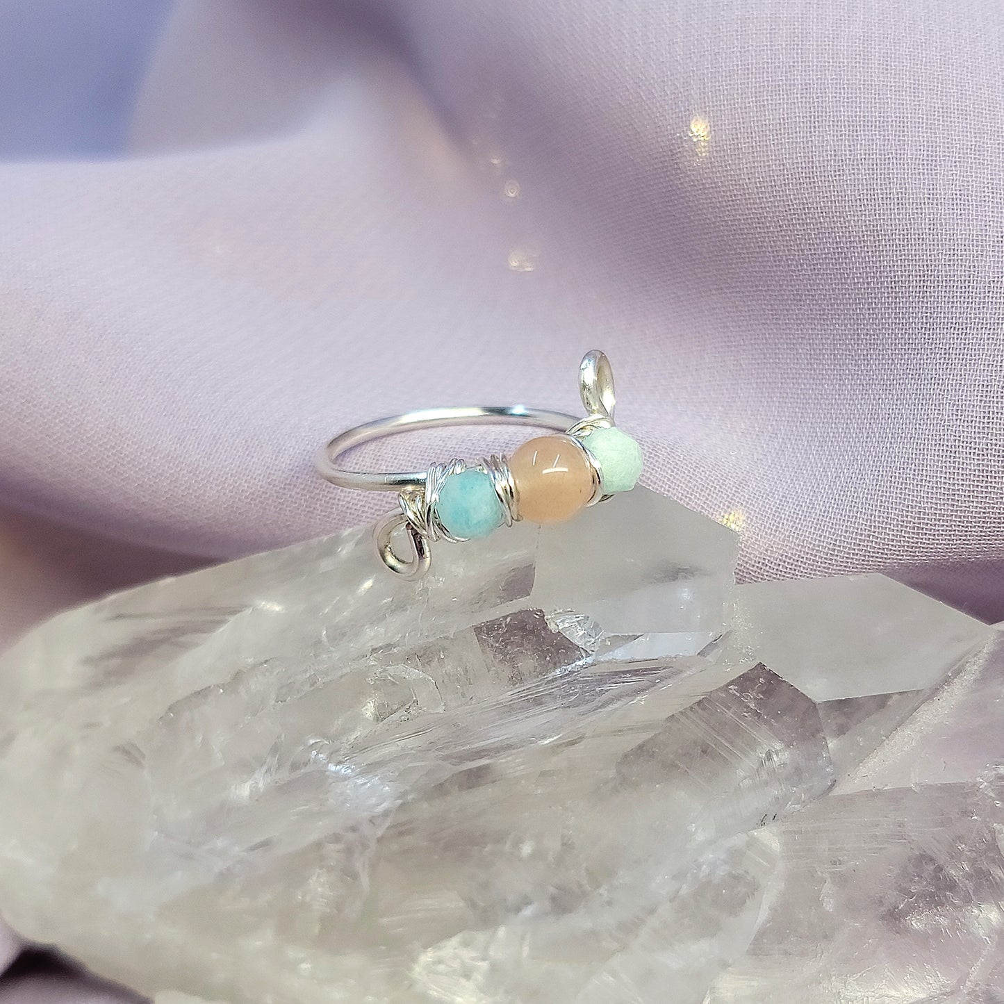 Fairy Sunstone & Amazonite Ring