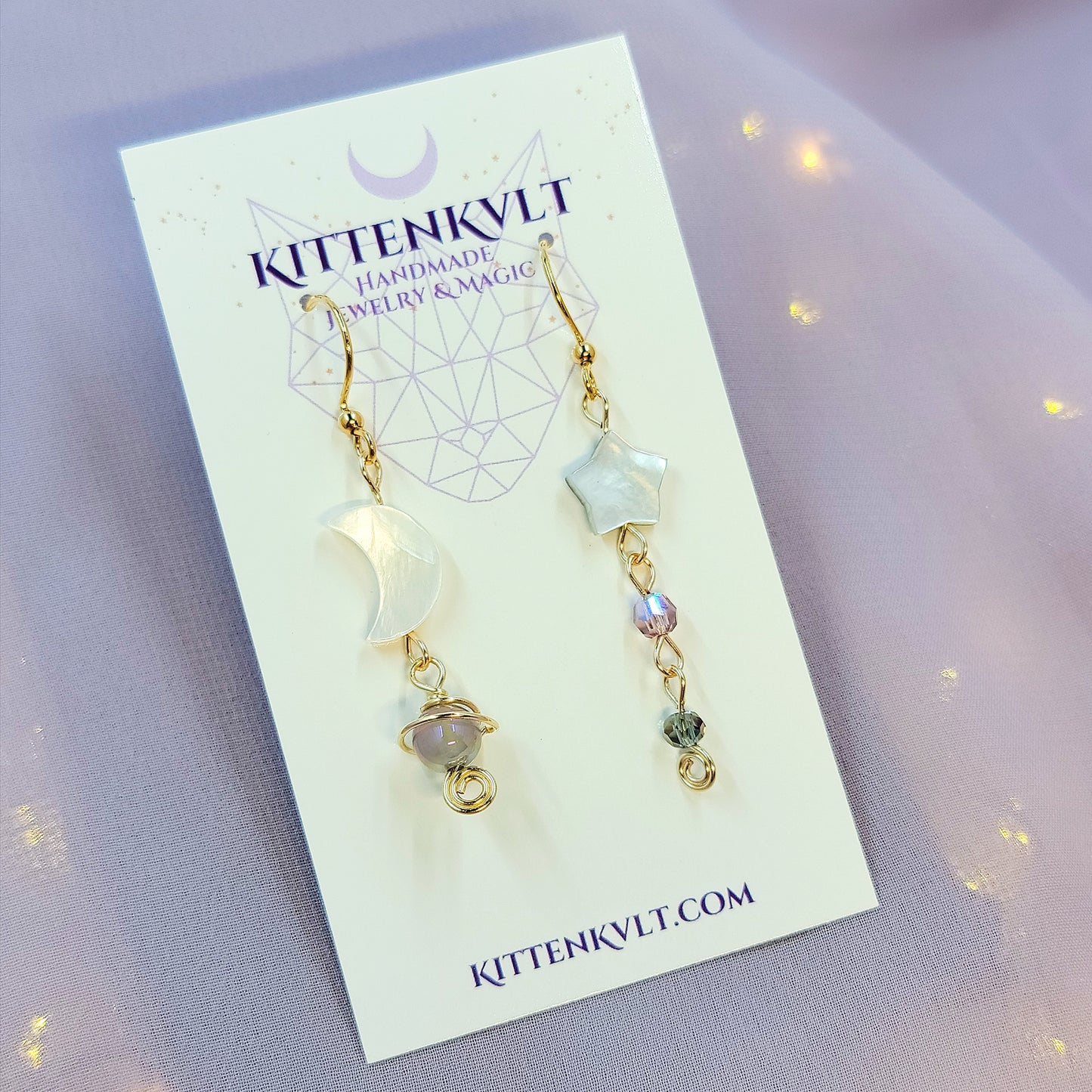 Ethereal Witchy Mystical Planet Aura Agate Celestial Moon Earrings
