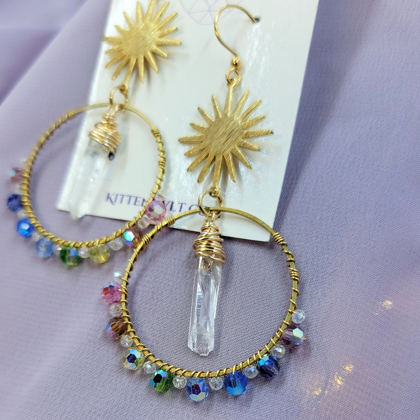 Celestial Rainbow Quartz Sun Catcher Earrings