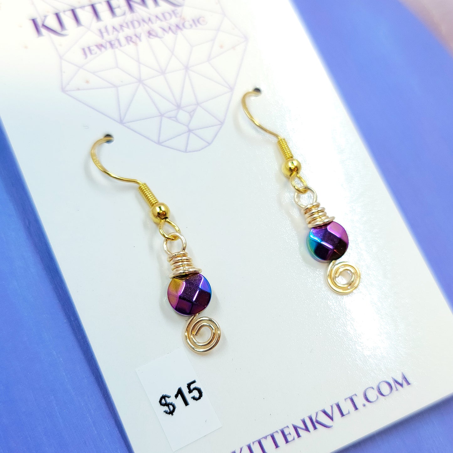 Dainty Fairy Witchy Rainbow Aura Hematite Earrings