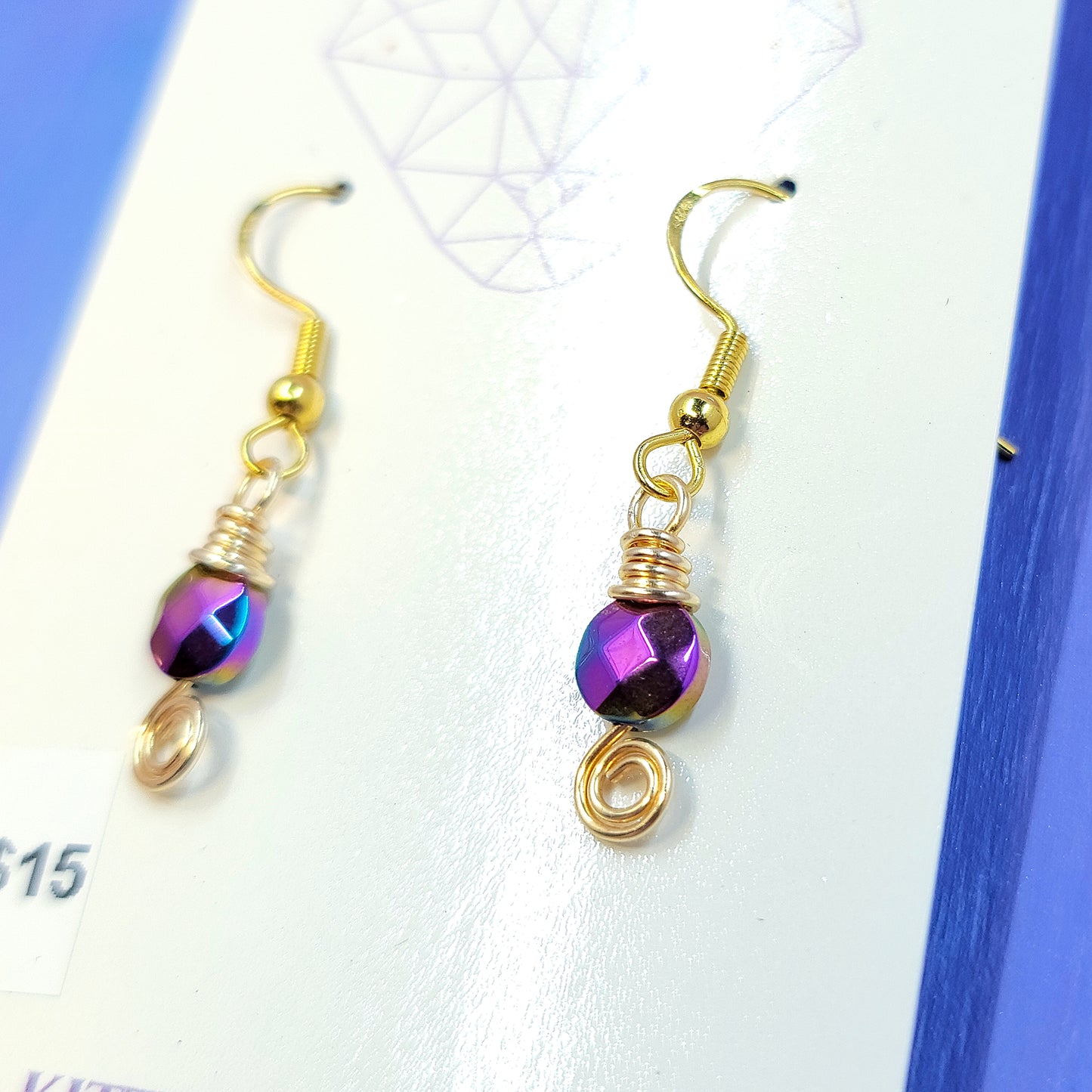 Dainty Fairy Witchy Rainbow Aura Hematite Earrings