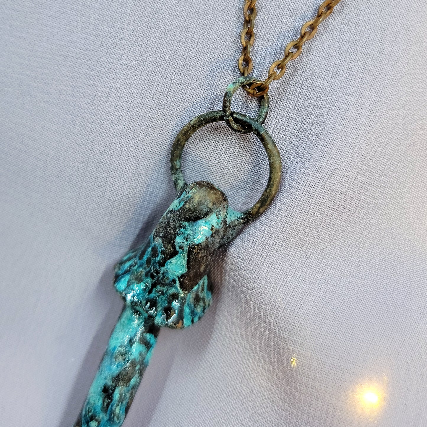 Patina Mushroom Electroformed Copper Necklace