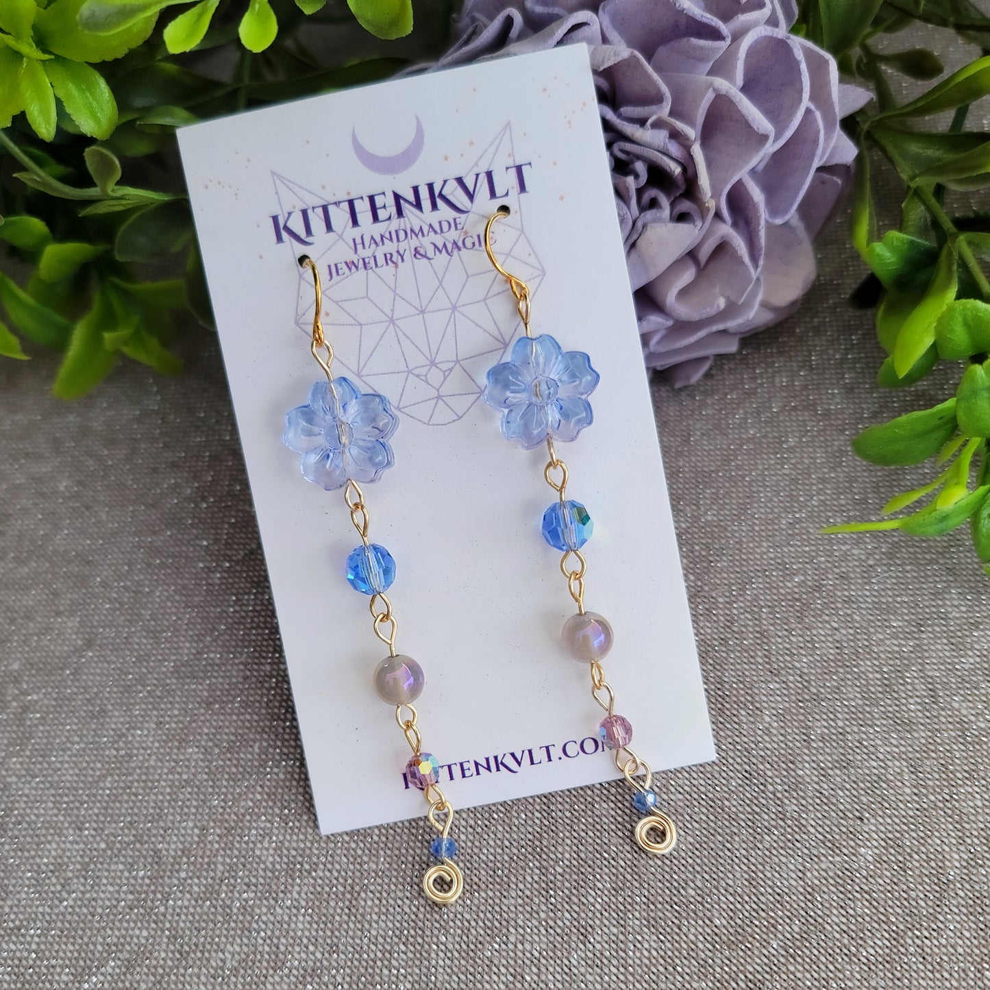 Aura Agate Glass Flower Earrings