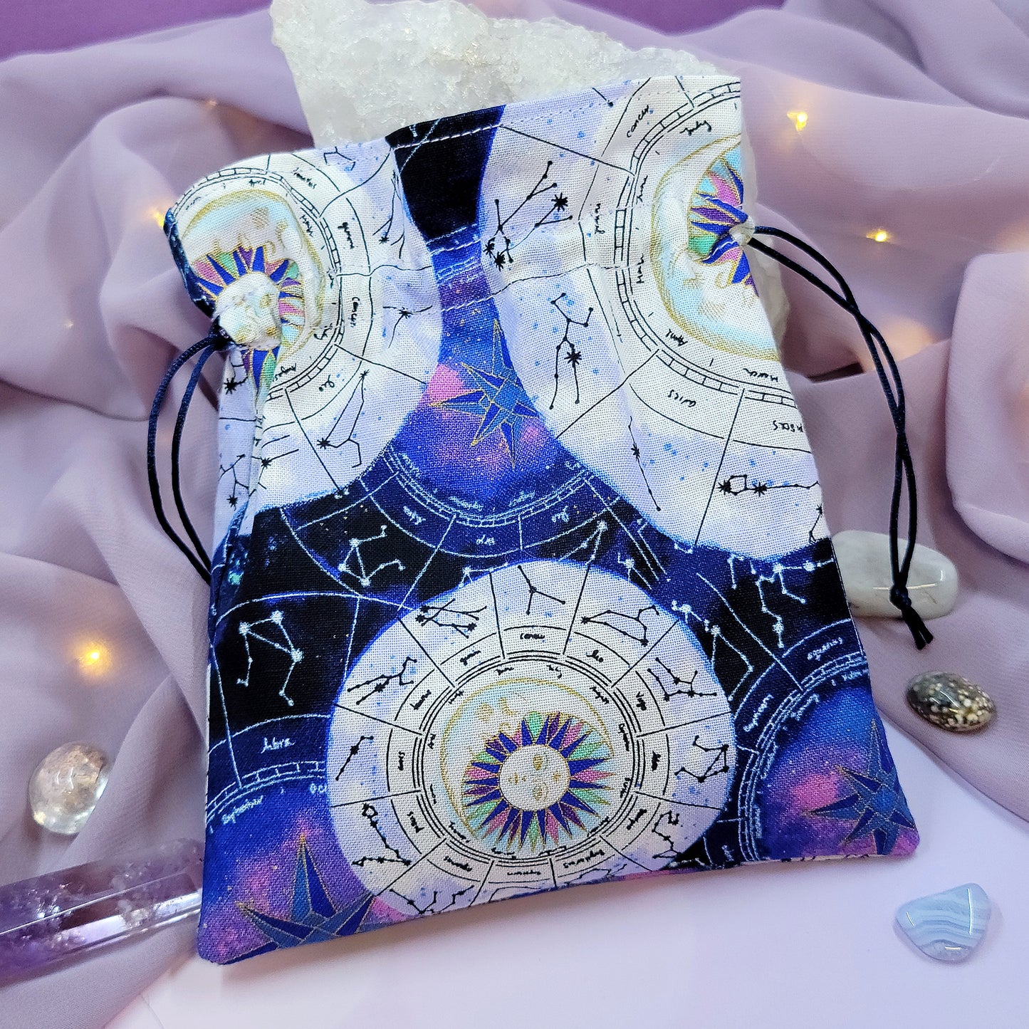 Mystical Celestial Zodiac Witchy Trinket Crystal Pouch