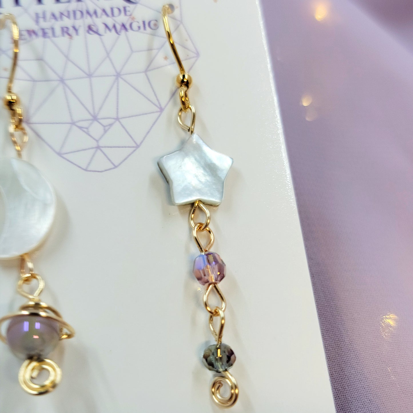 Ethereal Witchy Mystical Planet Aura Agate Celestial Moon Earrings