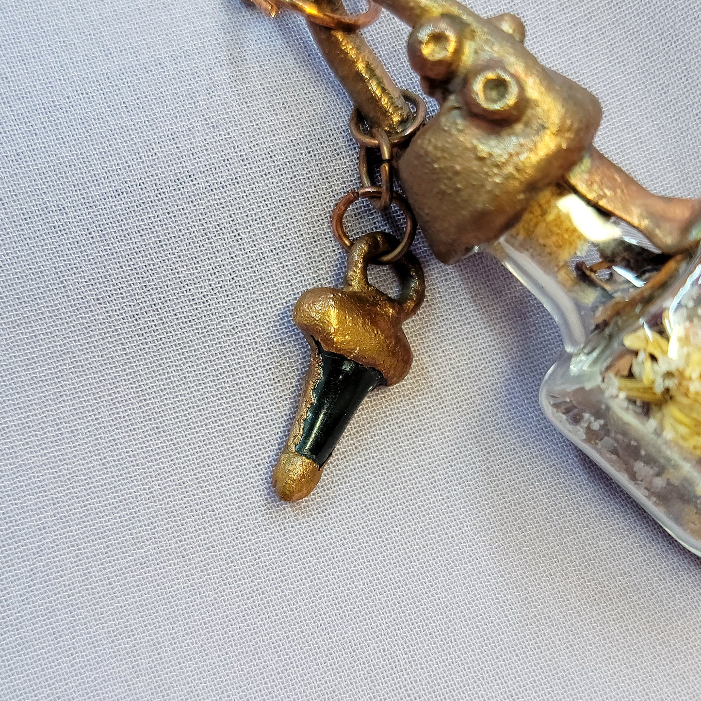 Anxiety Banishing Spell Jar & Shark Tooth Electroformed Copper Necklace