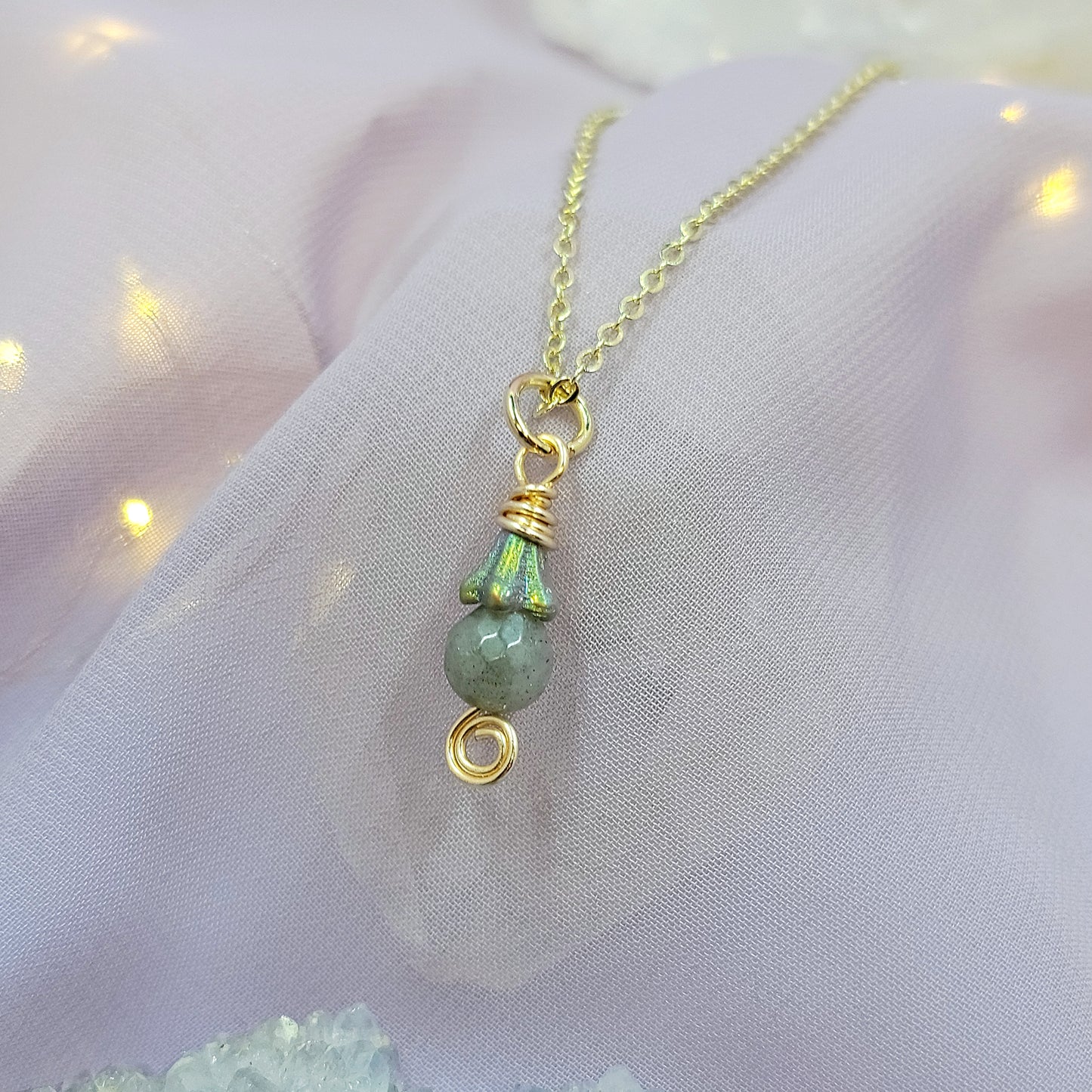 Dainty Fairy Labradorite Flower Necklace