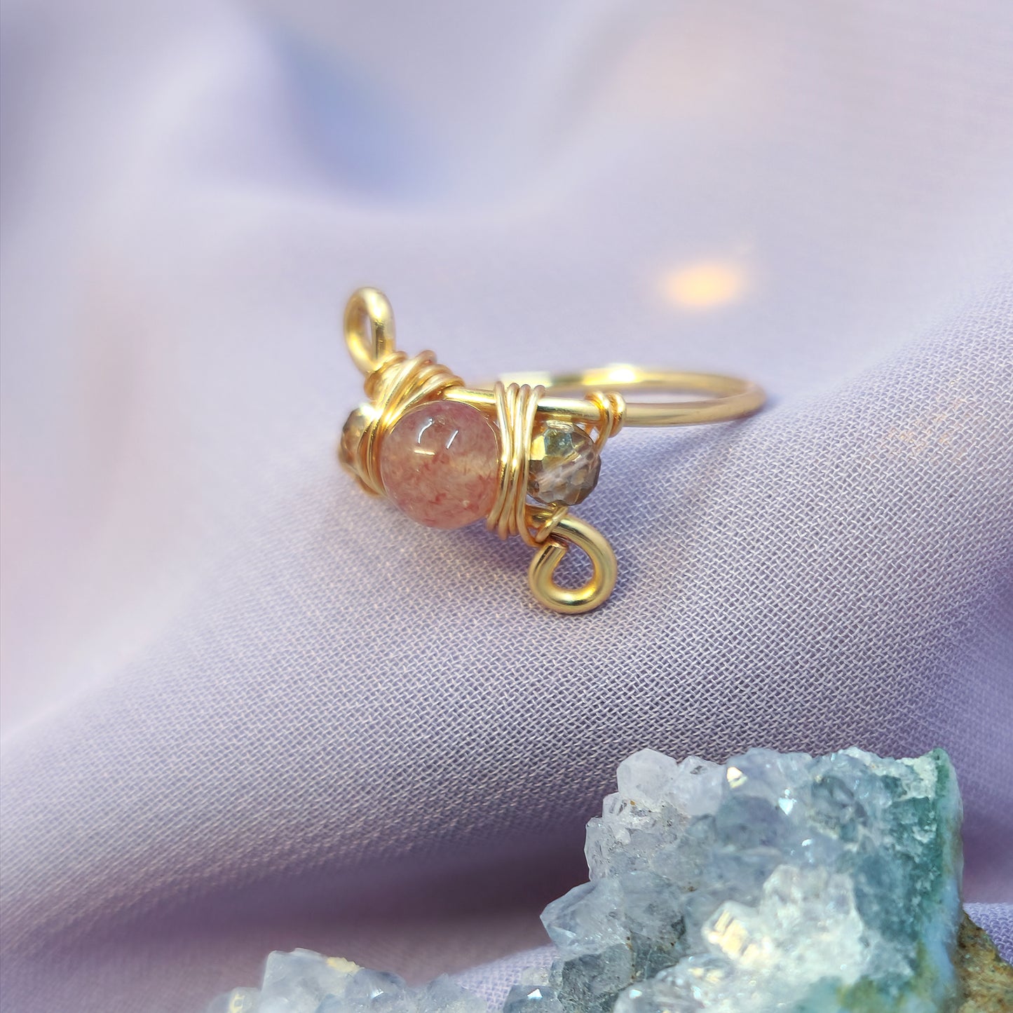 Mystical Fairy Strawberry Quartz Ring