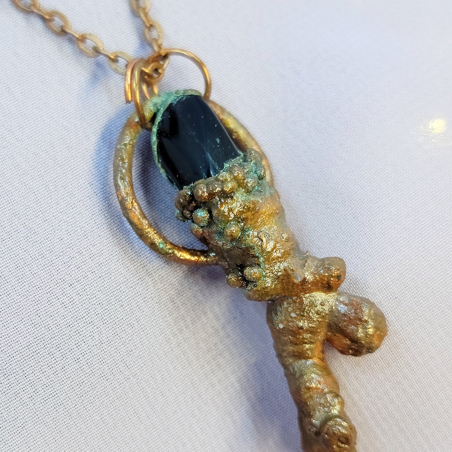 Onyx & Sycamore Wood Electroformed Copper Pendant