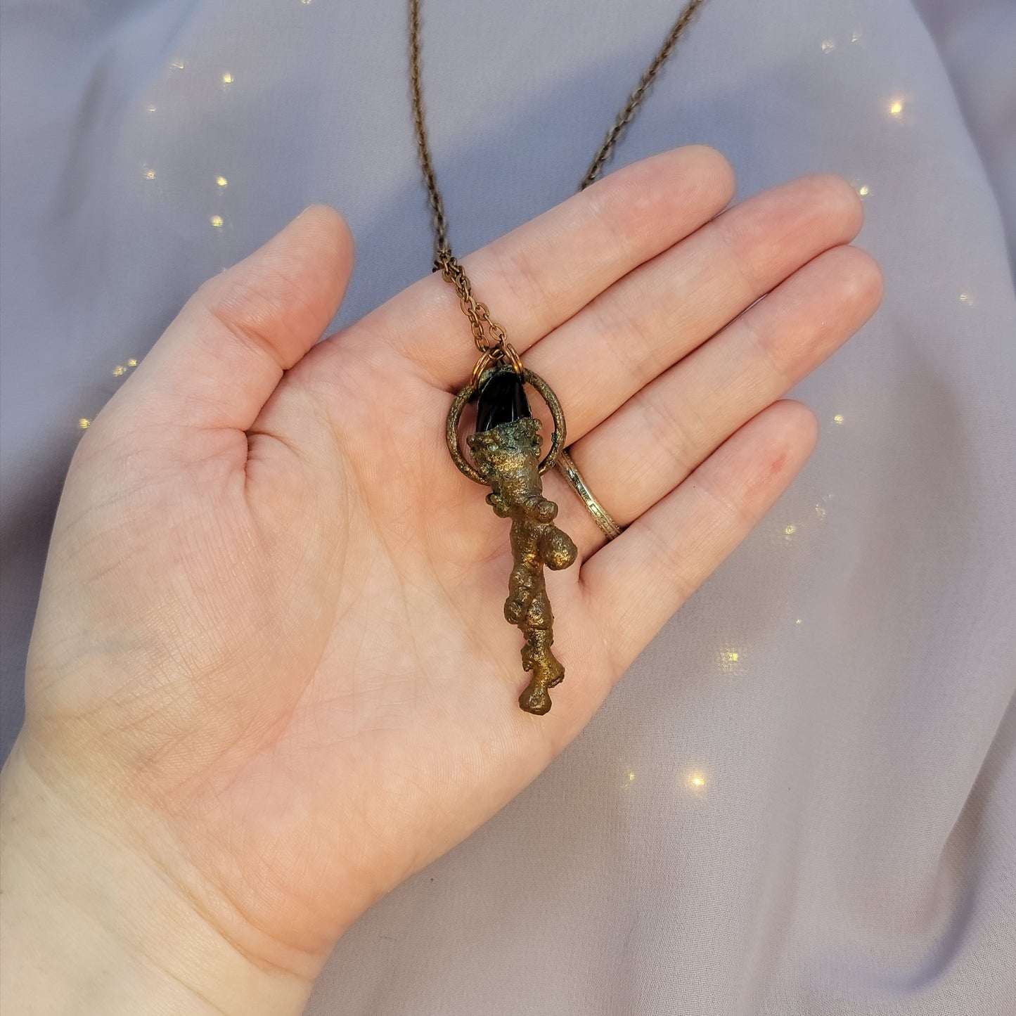 Onyx & Sycamore Wood Electroformed Copper Pendant