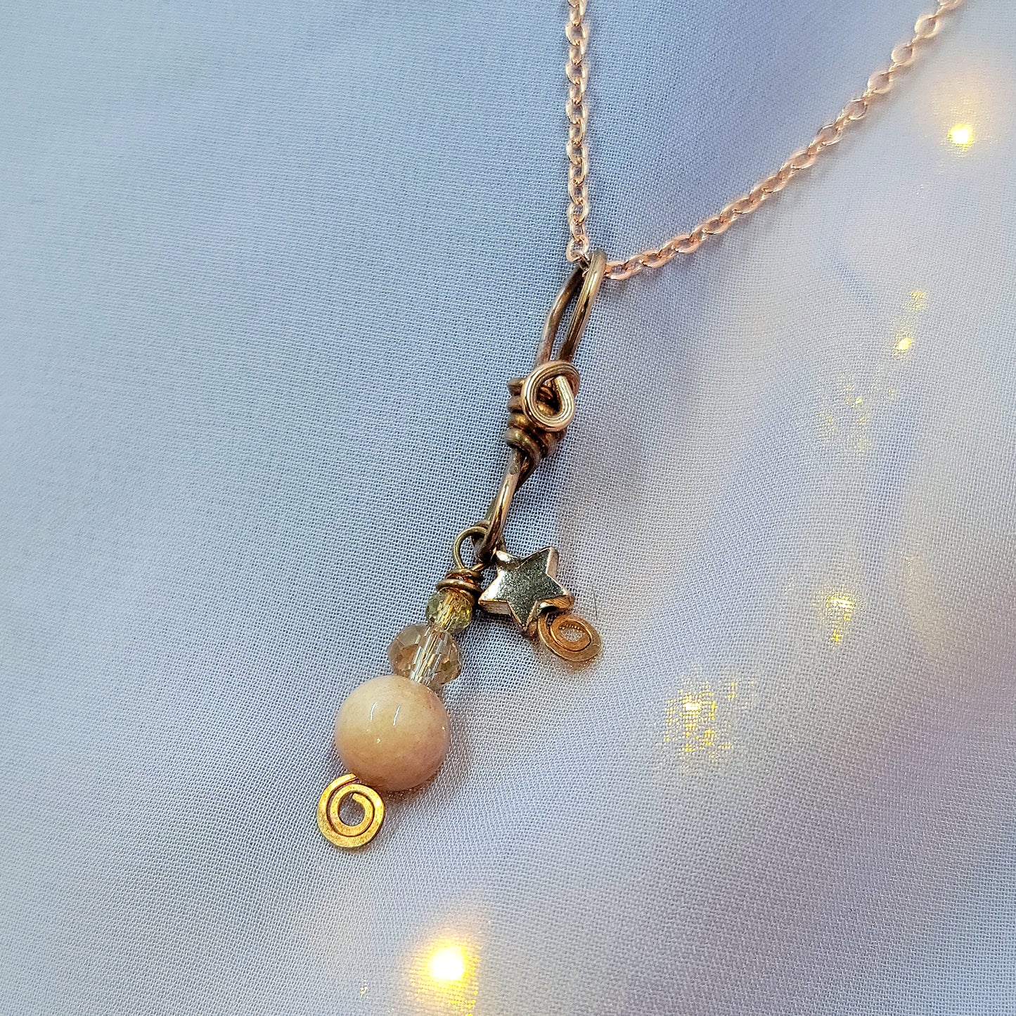 Witchy Fairy Celestial Sunstone Cosmic Copper Necklace