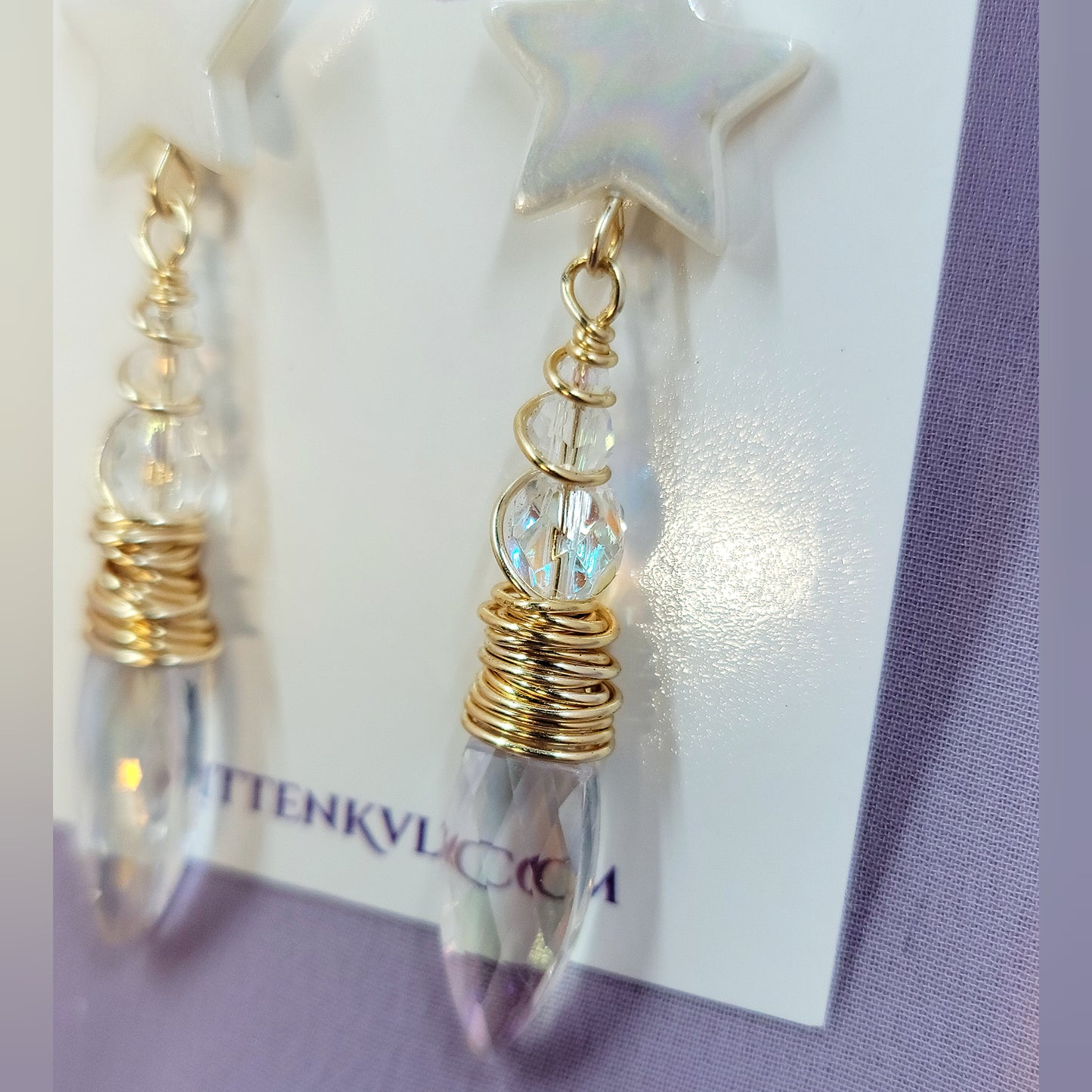 Celestial Sun Catcher Earrings With Shell Stars
