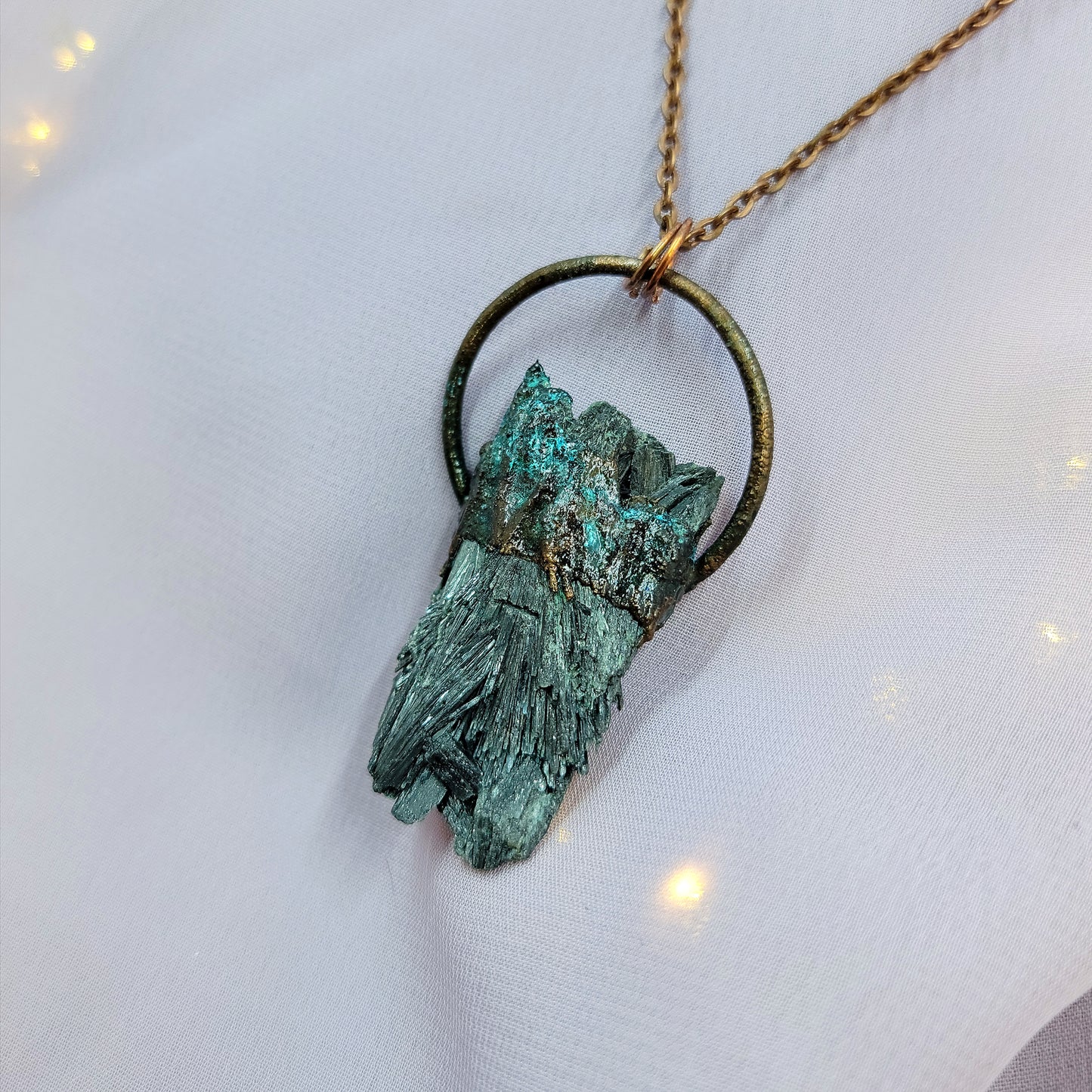 Black Kyanite Patina Dark Mountain Electroformed Copper Necklace
