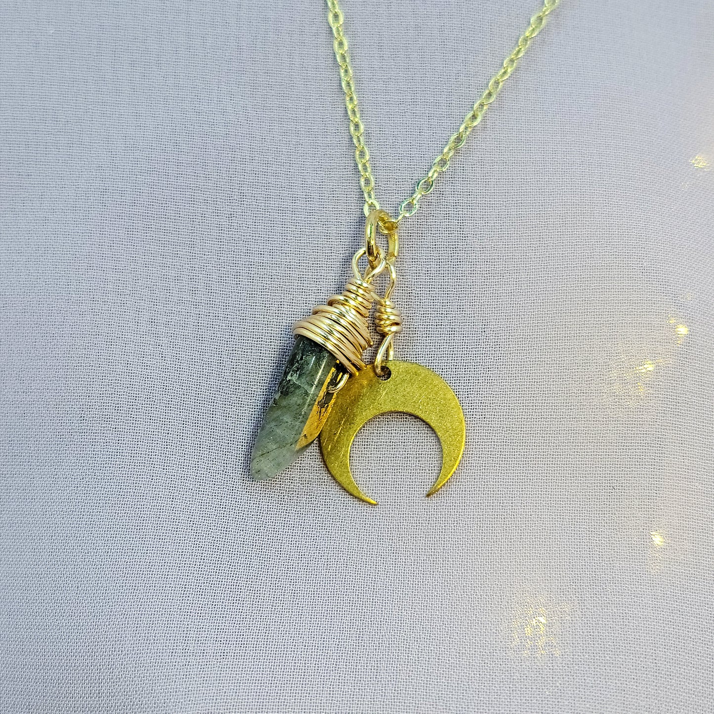 Mystical Witchy Fairy Labradorite Moon Necklace