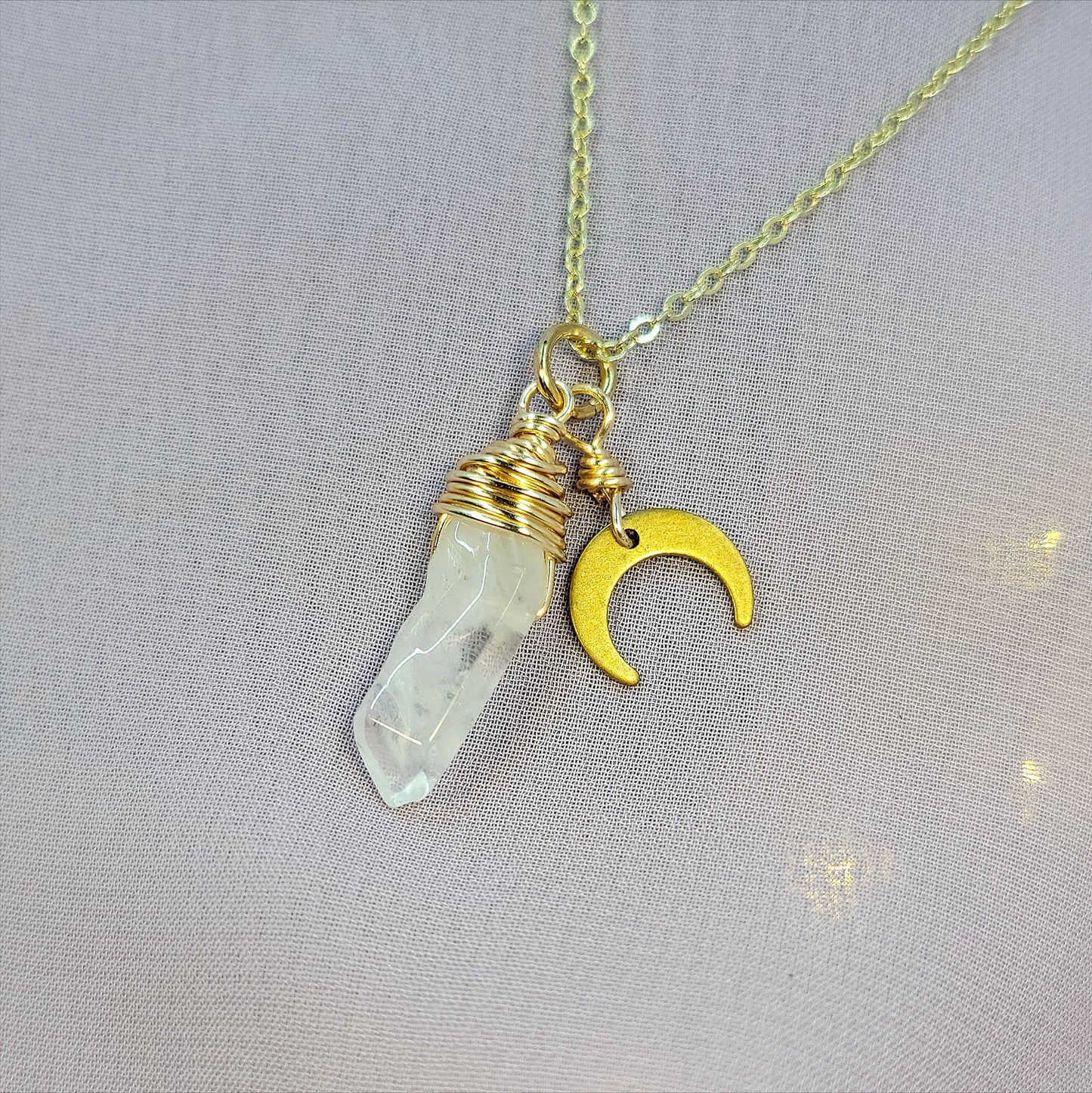 Mystical Witchy Fairy Quartz Moon Necklace