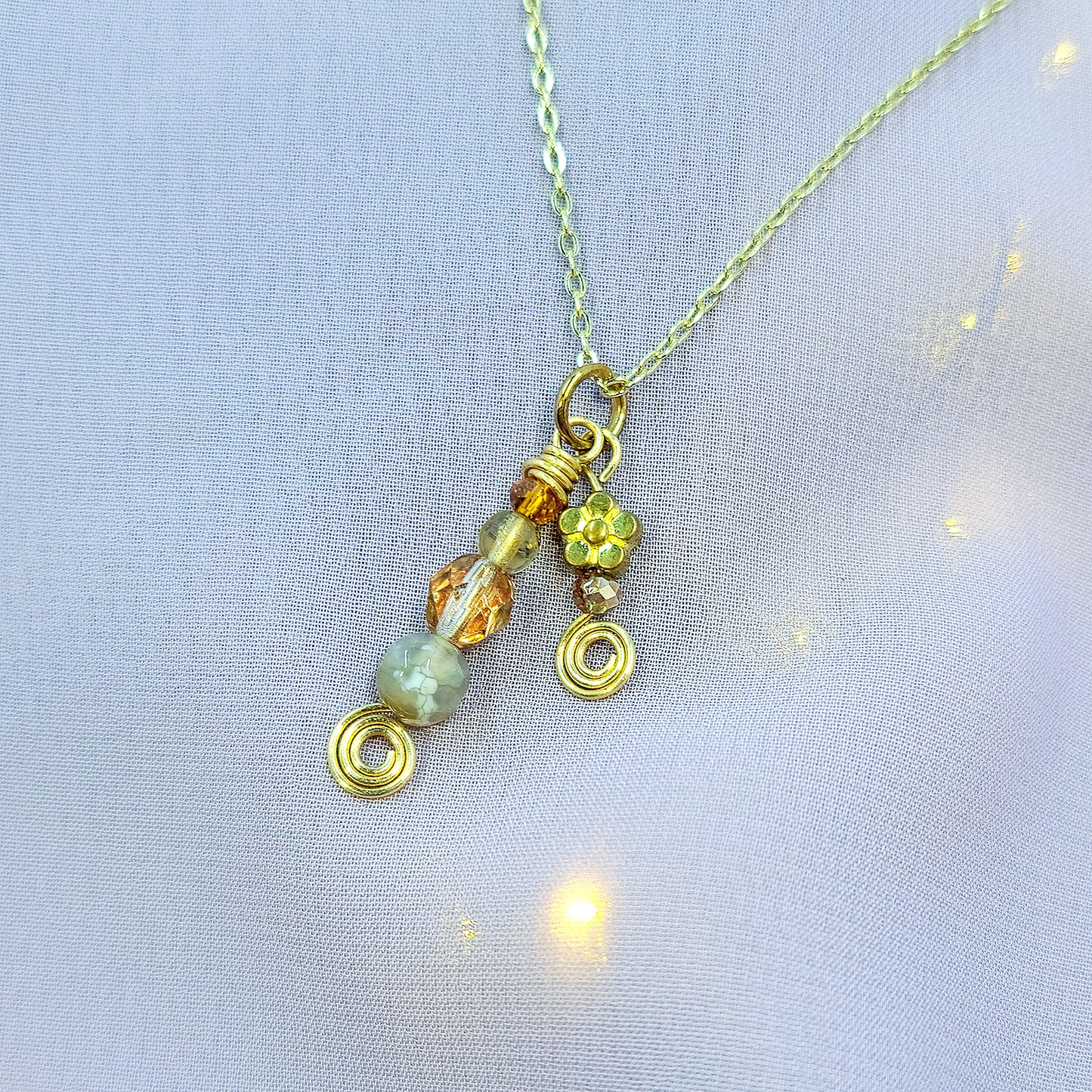Agate Fairy Flower Necklace