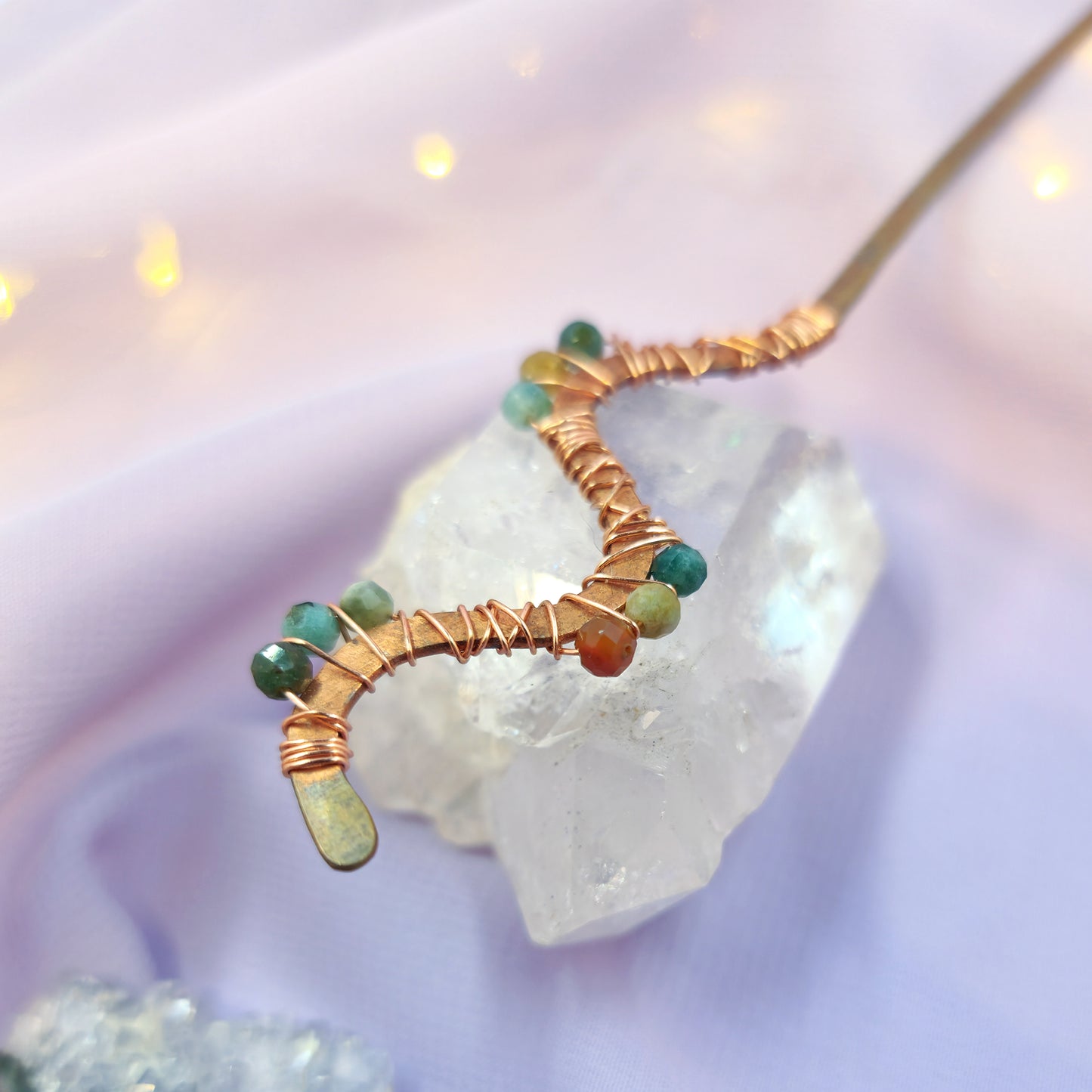 Ocean Jasper Hammered Copper Squiggle Hair Stick