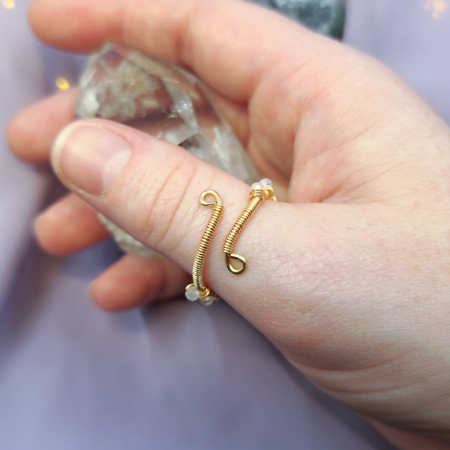Ethereal Fairy Moonstone Adjustable Ring