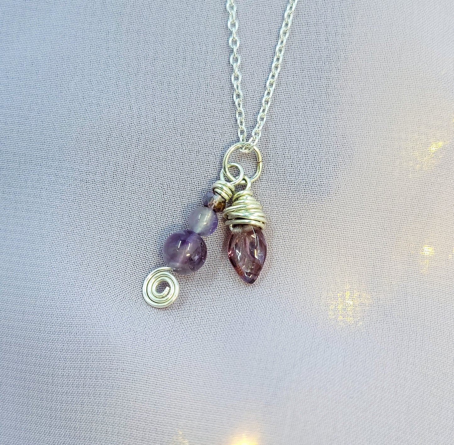 Ethereal Fairy Amethyst Leaf Necklace