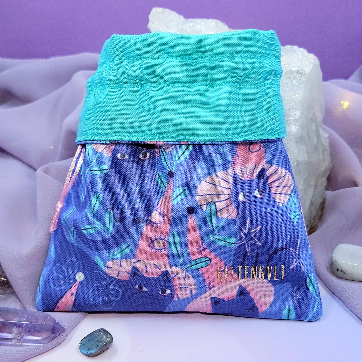 Mystical Witchy Kitty Crystal Trinket Pouch