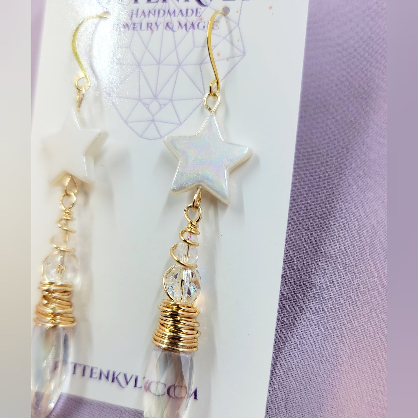 Celestial Sun Catcher Earrings With Shell Stars