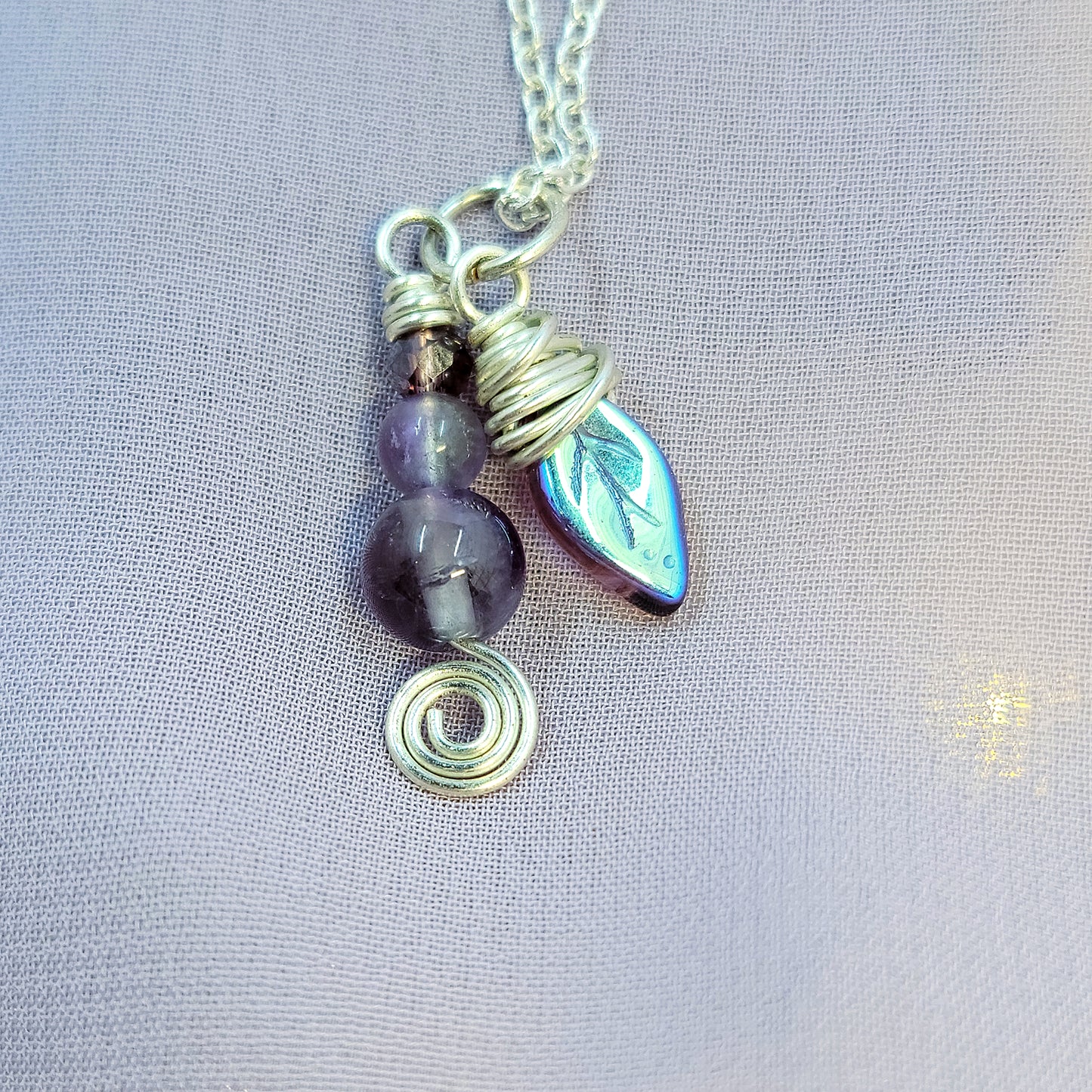 Ethereal Fairy Amethyst Leaf Necklace