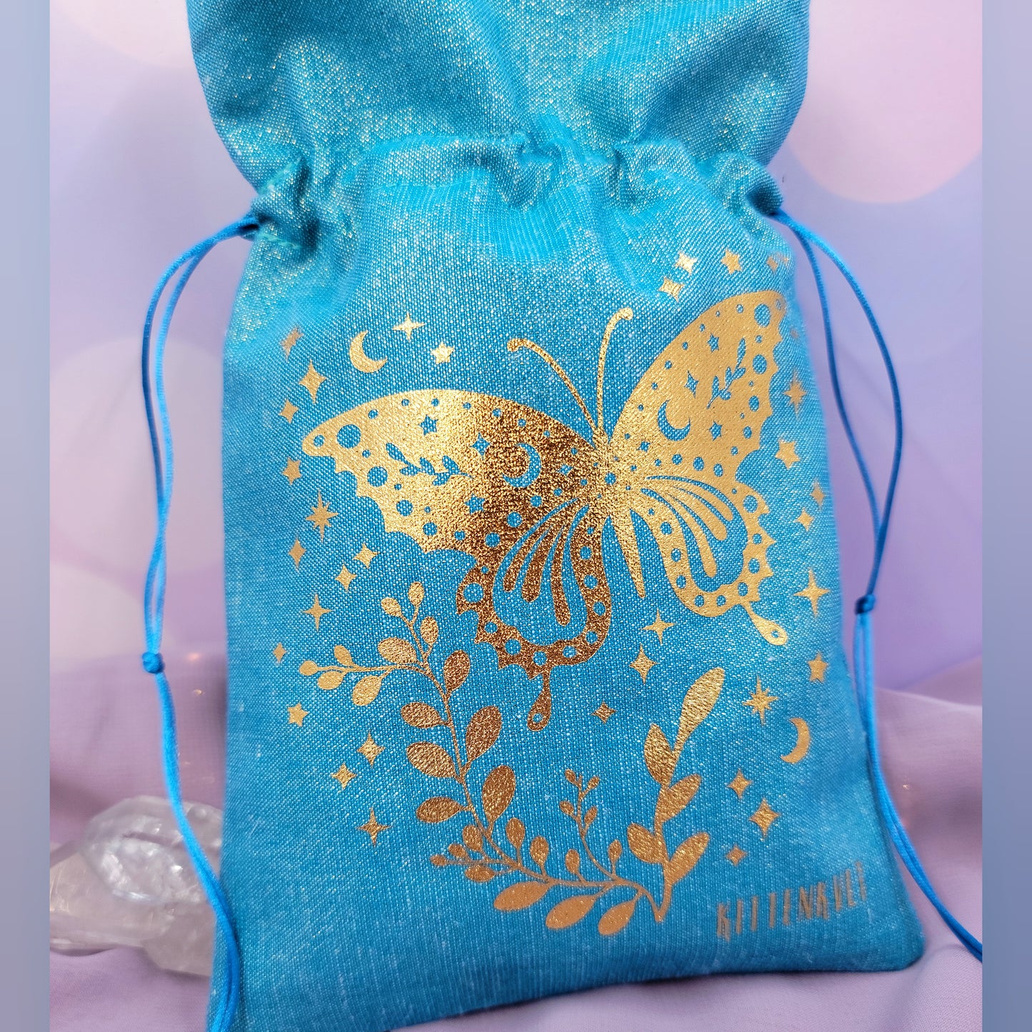 Mystical Witchy Celestial Butterfly Tarot Oracle Pouch Sparkly Fabric
