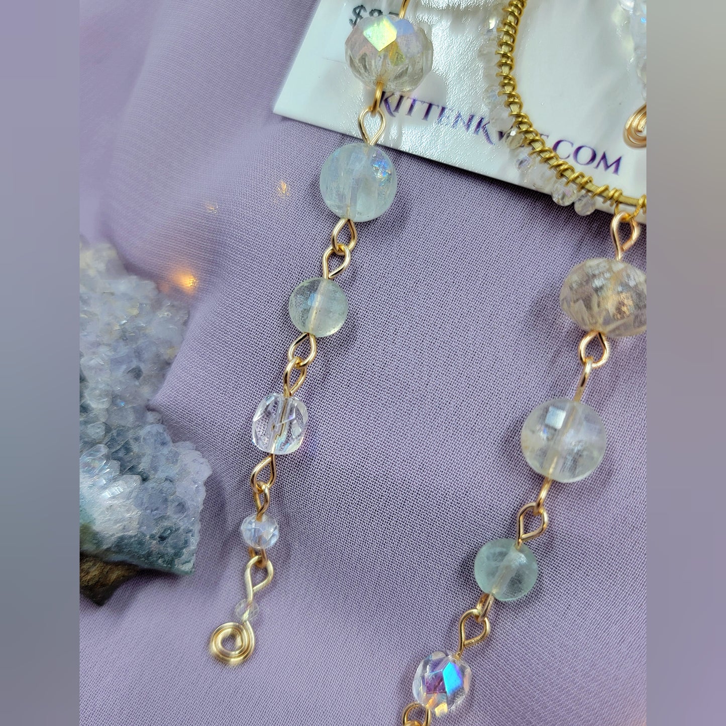 Ethereal Irredecent Butterfly Moonstone & Fluorite Earrings