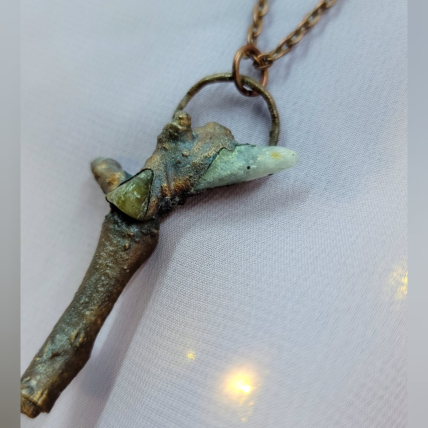 Real Twig & Labradorite Electroformed Copper Necklace