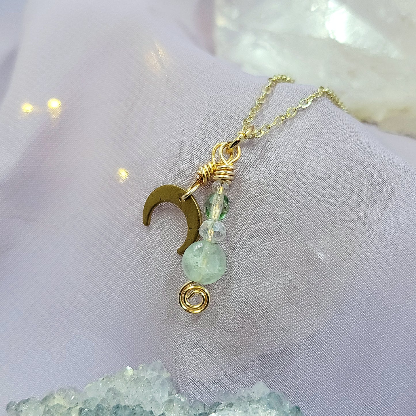 Ethereal Celestial Fluorite Moon Fairy Witch Necklace