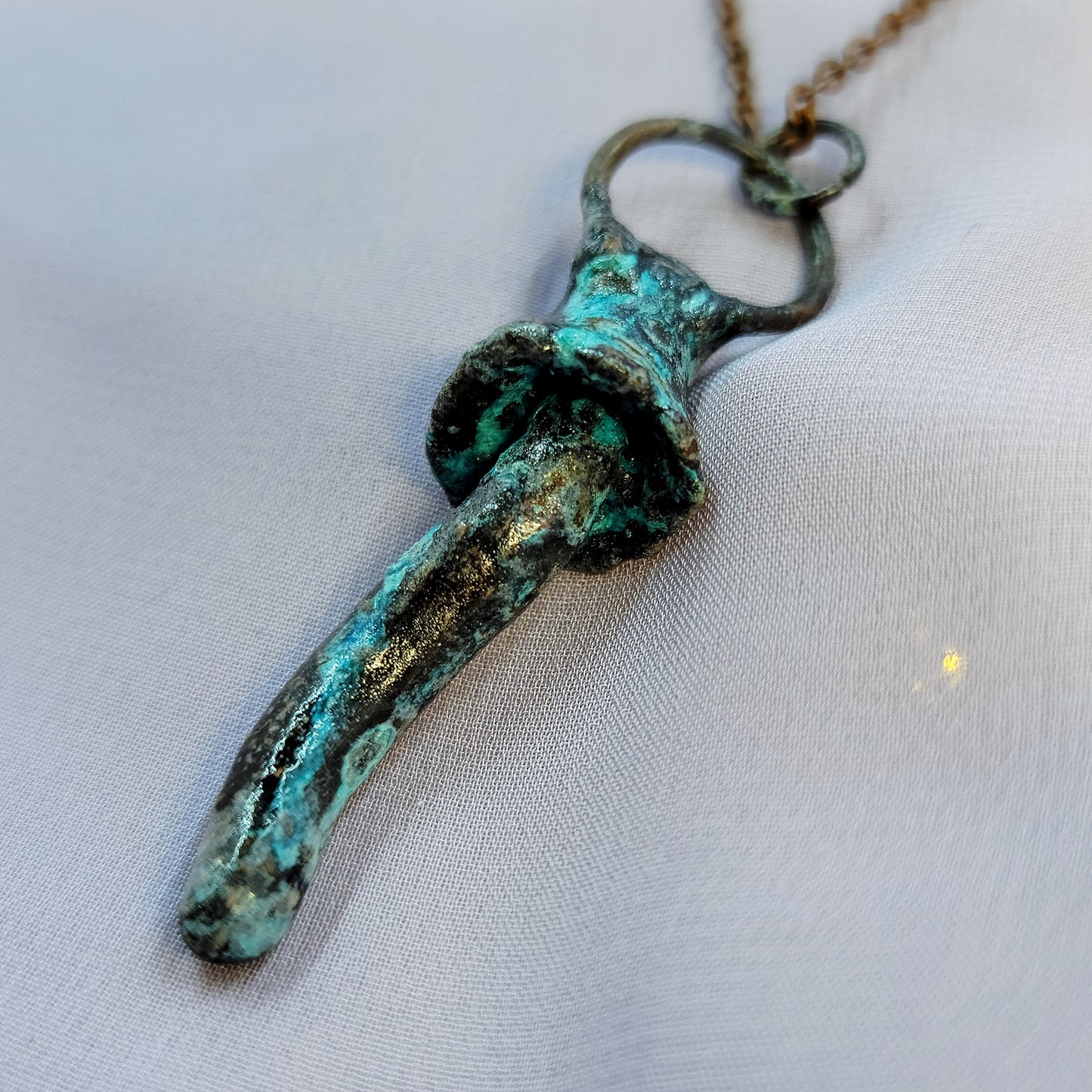 Patina Mushroom Electroformed Copper Necklace