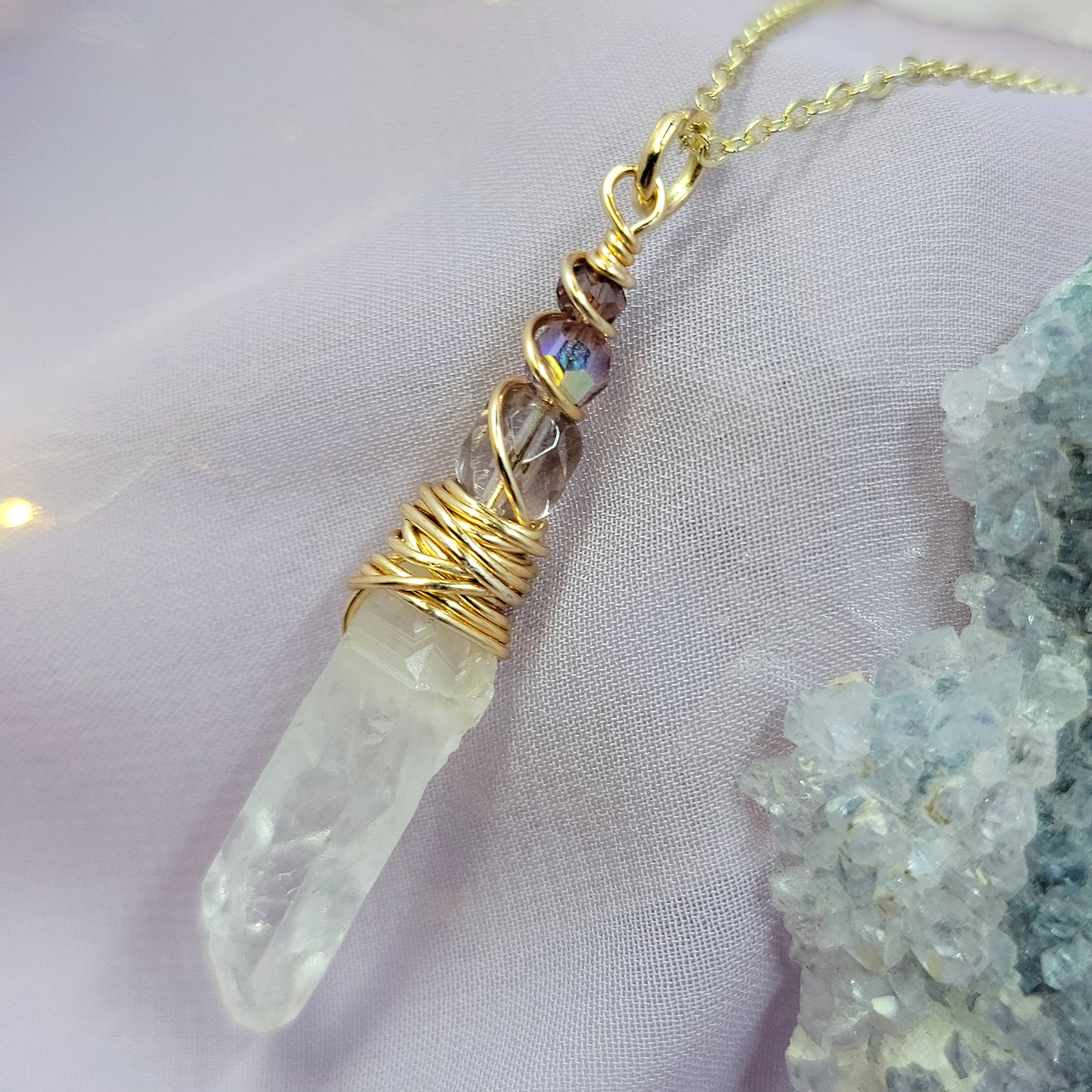 Ethereal Mystical Fairy Quartz Crystal Necklace