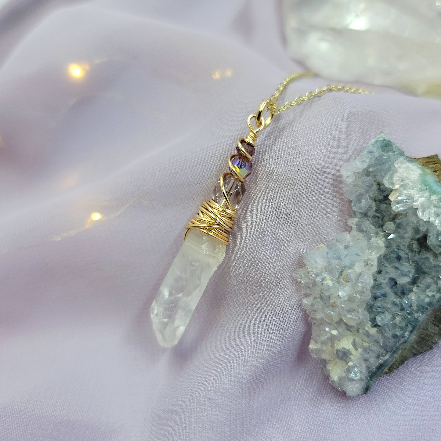 Ethereal Mystical Fairy Quartz Crystal Necklace