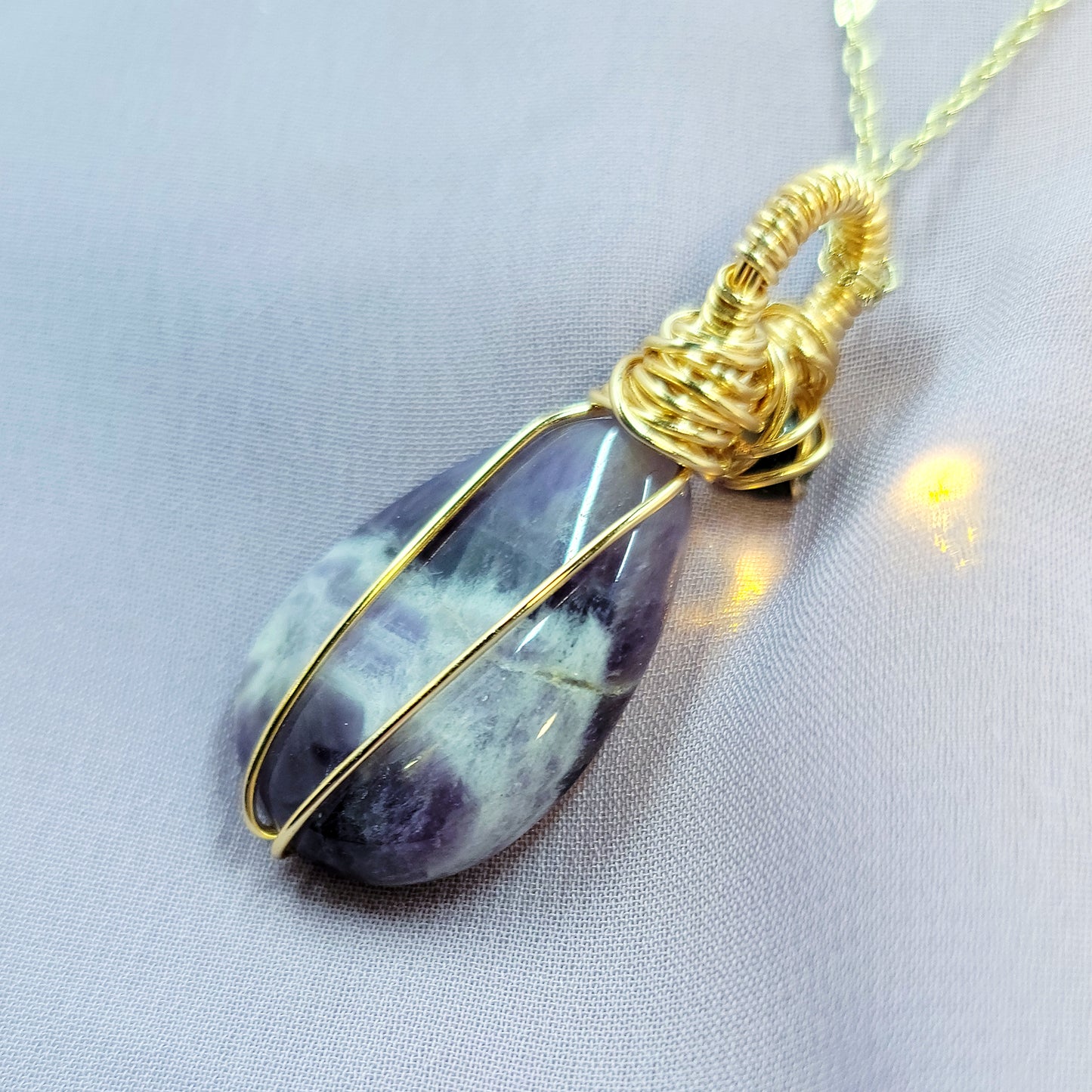 Chevron Amethyst & Moss Agate Fairy Witchy Earthy Crystal Necklace