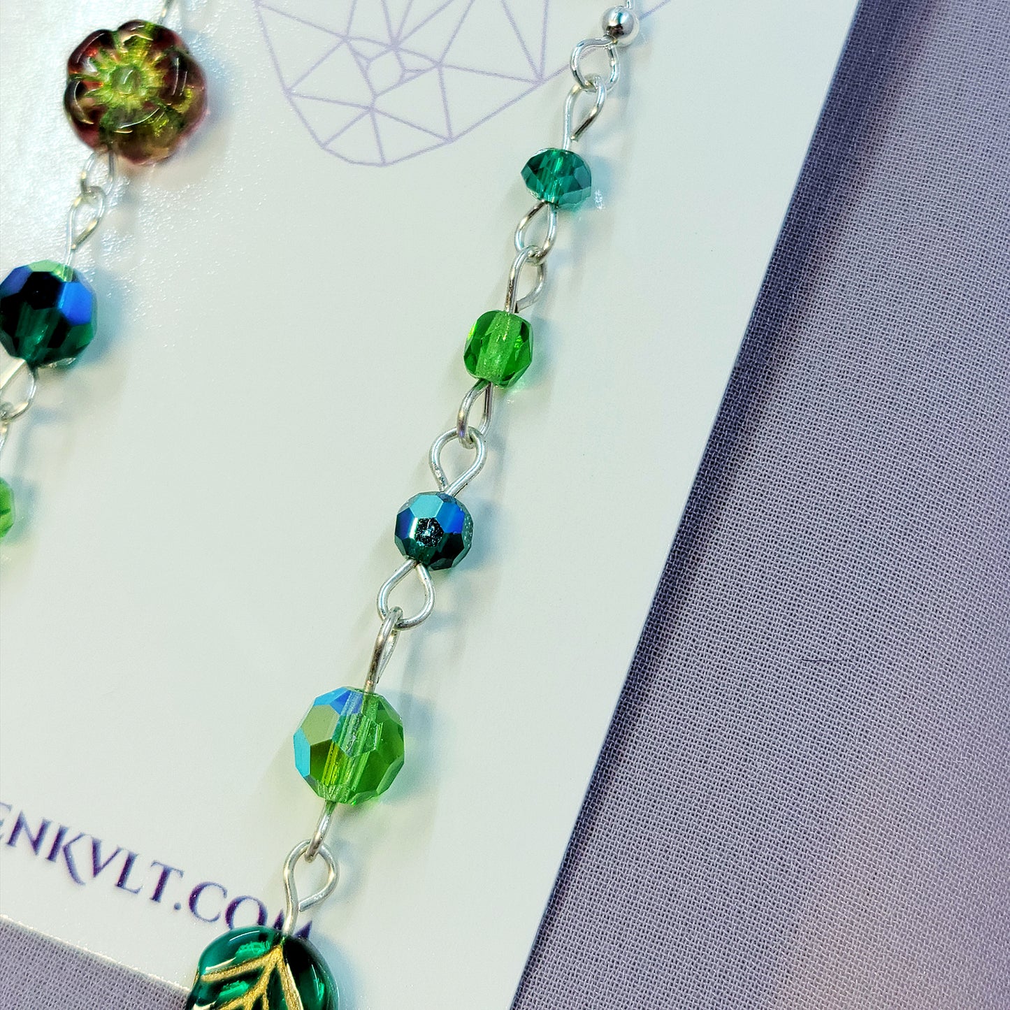 Czech Glass Cottage Witch Fairy Flower & Leaf Earrings