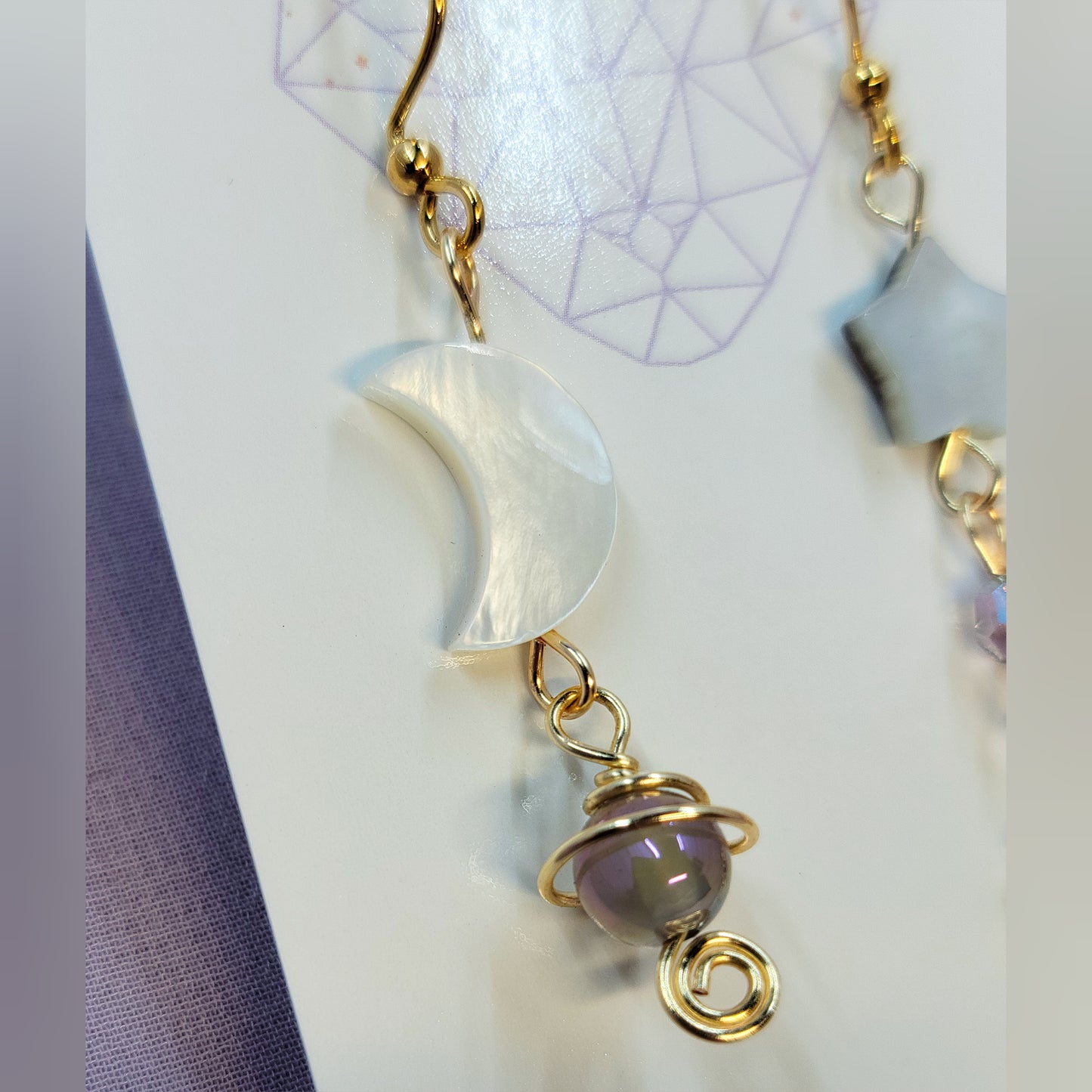 Ethereal Witchy Mystical Planet Aura Agate Celestial Moon Earrings
