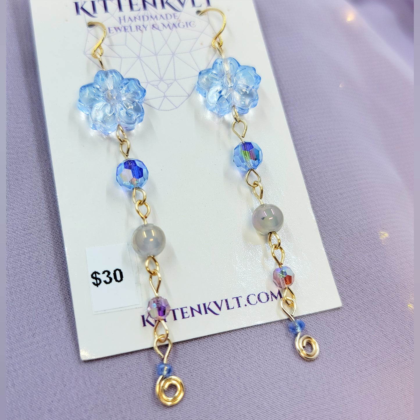 Aura Agate Glass Flower Earrings