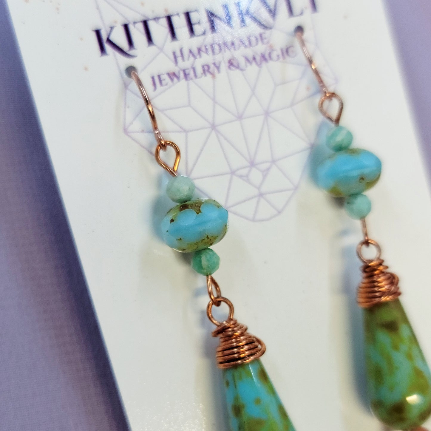 Witchy Fairy Amazonite & Czech Glass Copper Earrings