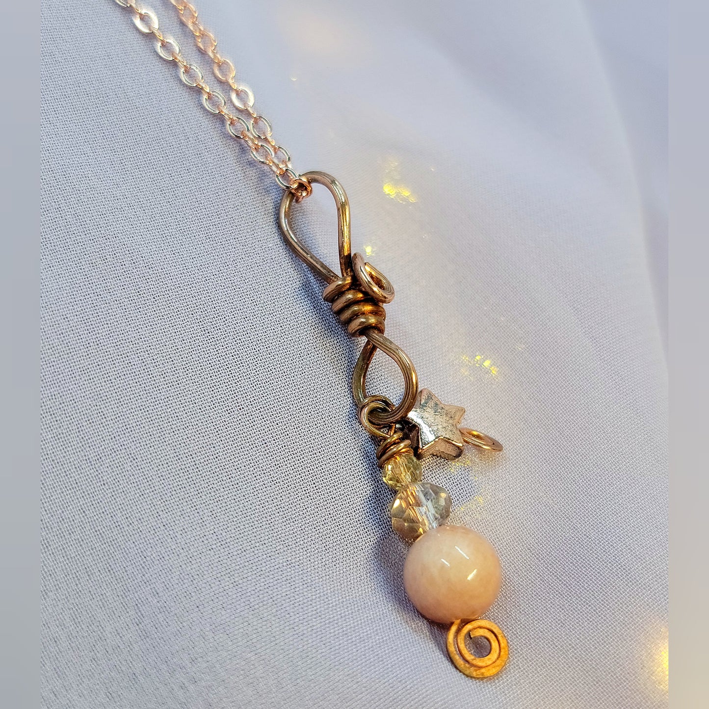 Witchy Fairy Celestial Sunstone Cosmic Copper Necklace
