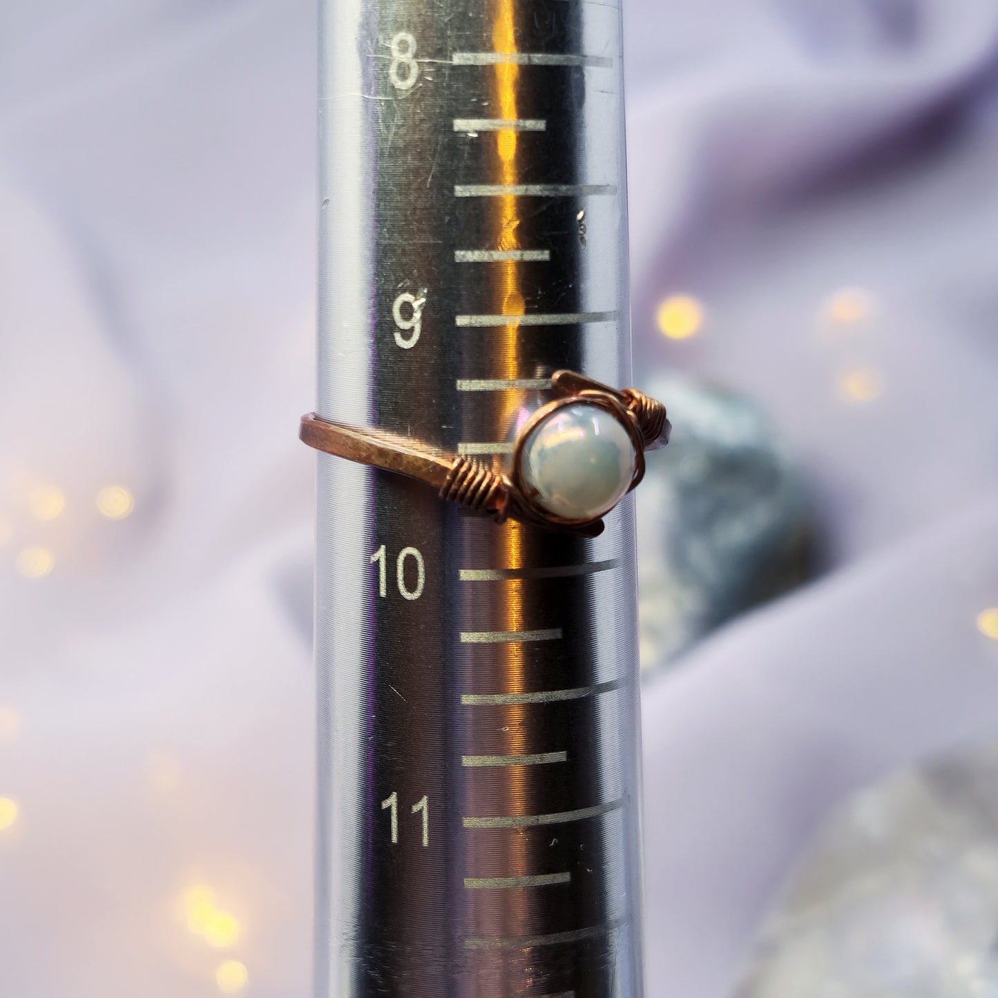 Fairy Ethereal Hammered Copper Aura Agate Ring