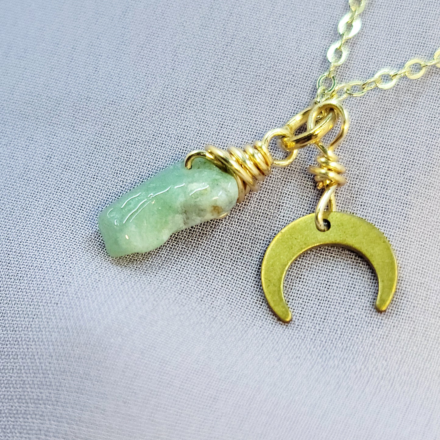 Mystical Witchy Fairy Ocean Jasper Moon Necklace