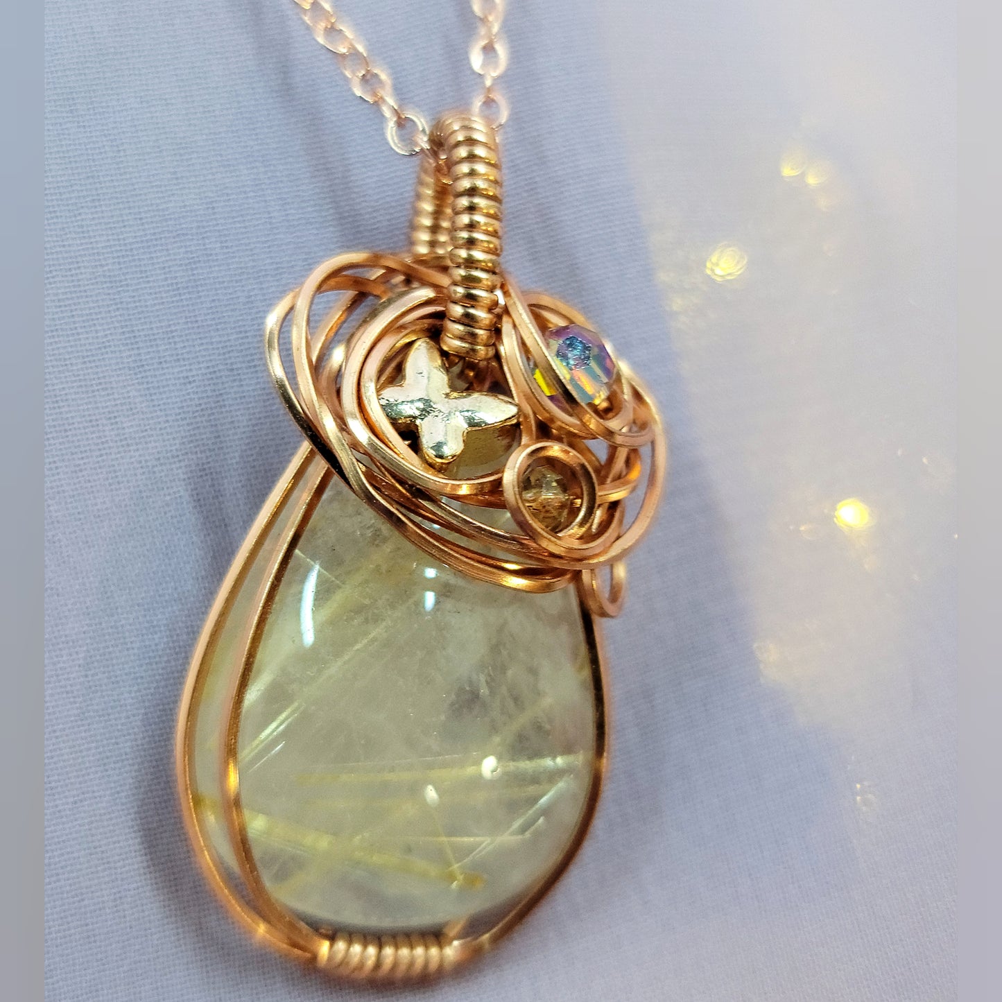 Fairy Rutilated Quartz Butterfly Pendant