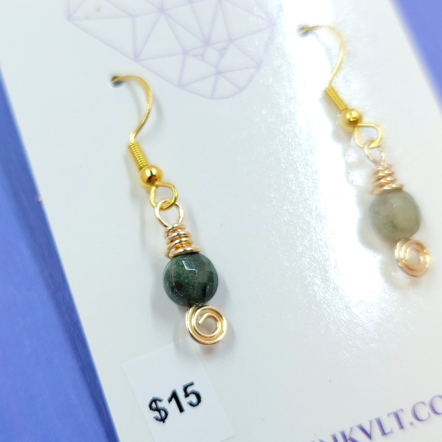 Dainty Earthy Moss Agate & Jasper Earrings