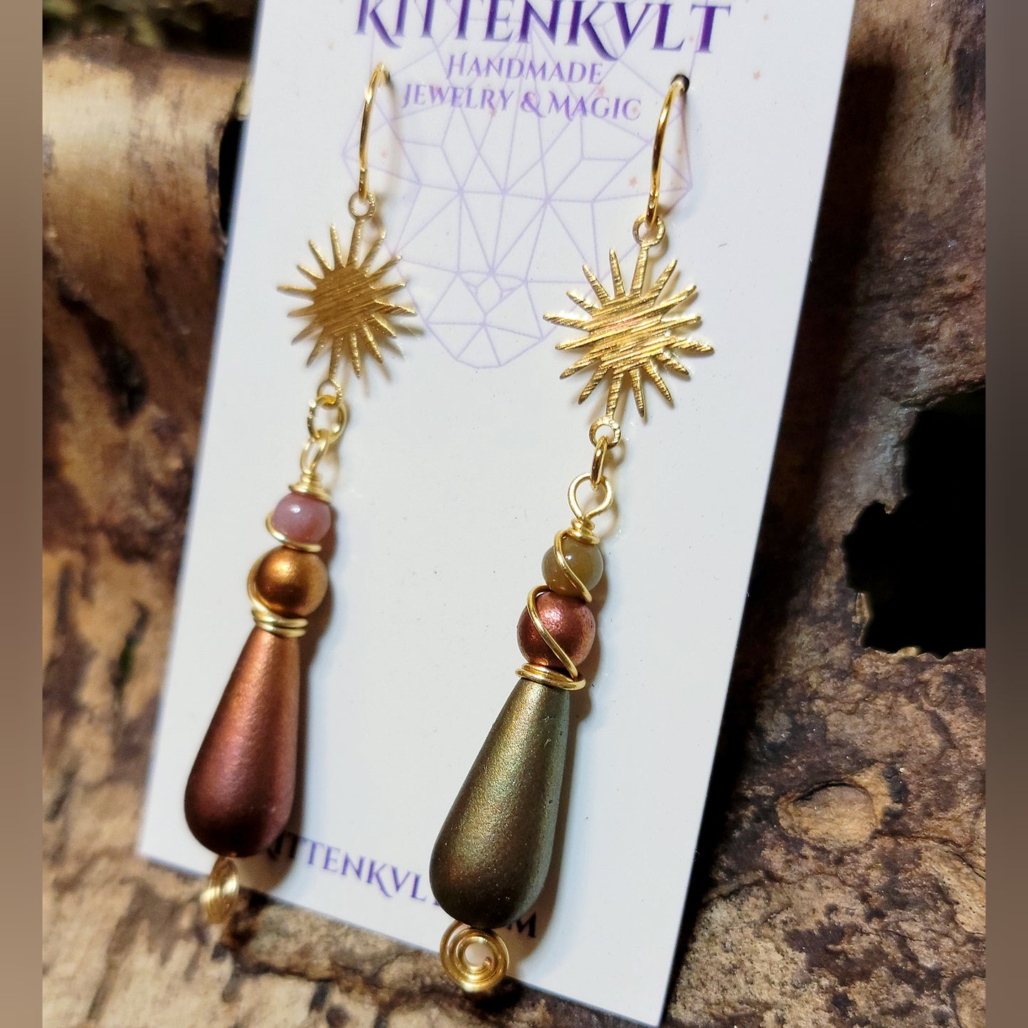Celestial Earthy Ocean Jasper & Czech Glass Earrings